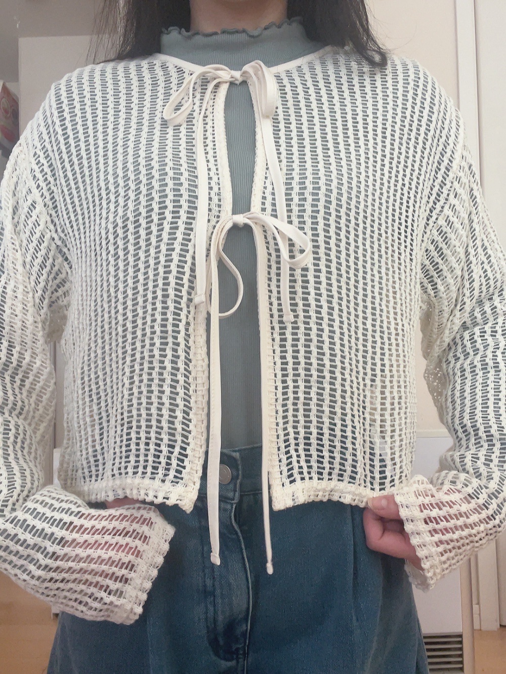 チェック柄リボンシャーリングフリルトップス/GRL/その他を使ったクチコミ（3枚目）