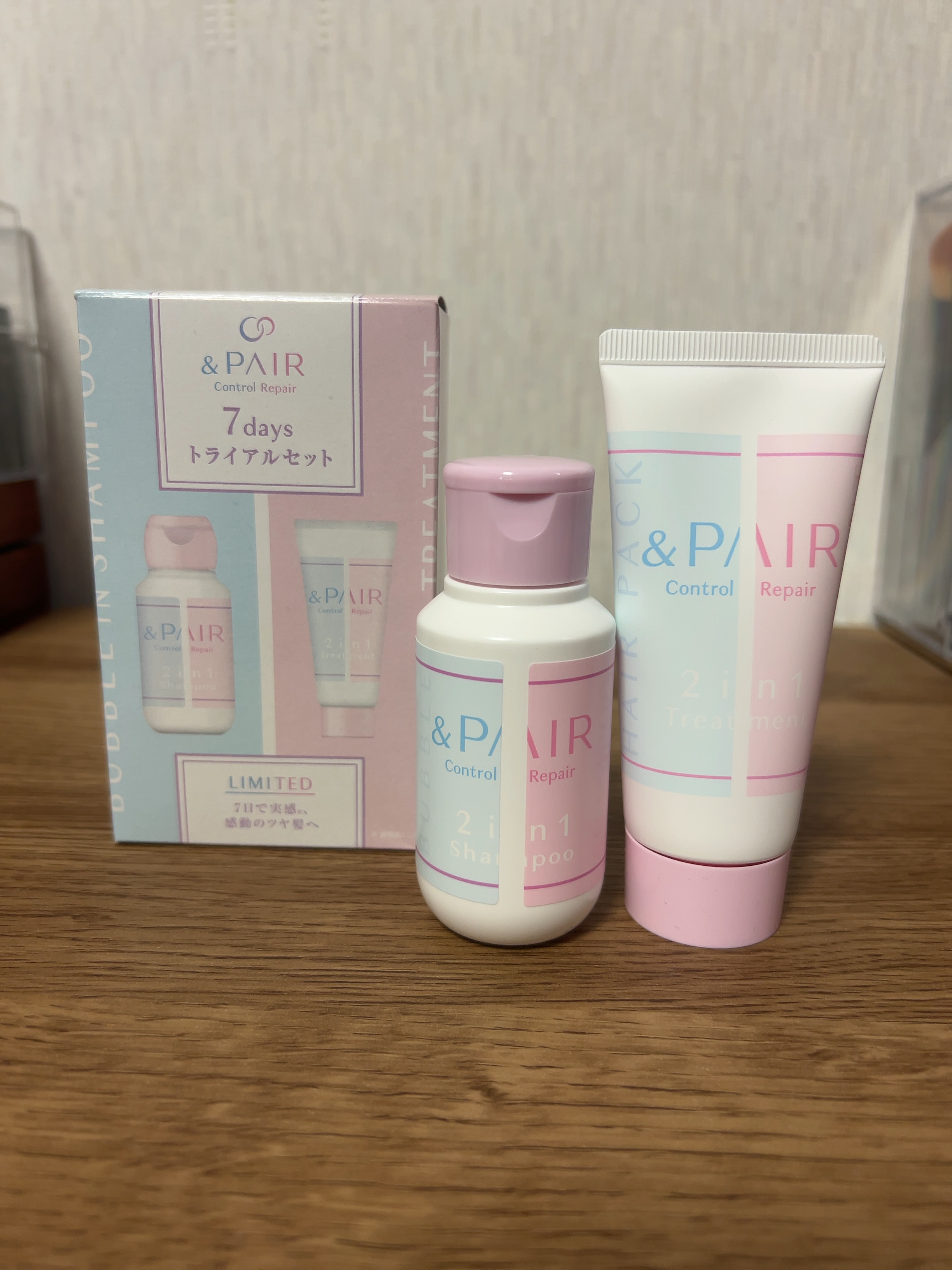 アンドペア コントロール リペア 2in1 シャンプー＆ヘアトリートメント 7daysお試しミニセット (シャンプー 55mL+トリートメント 55g)/&PAIR/市販シャンプーを使ったクチコミ（1枚目）