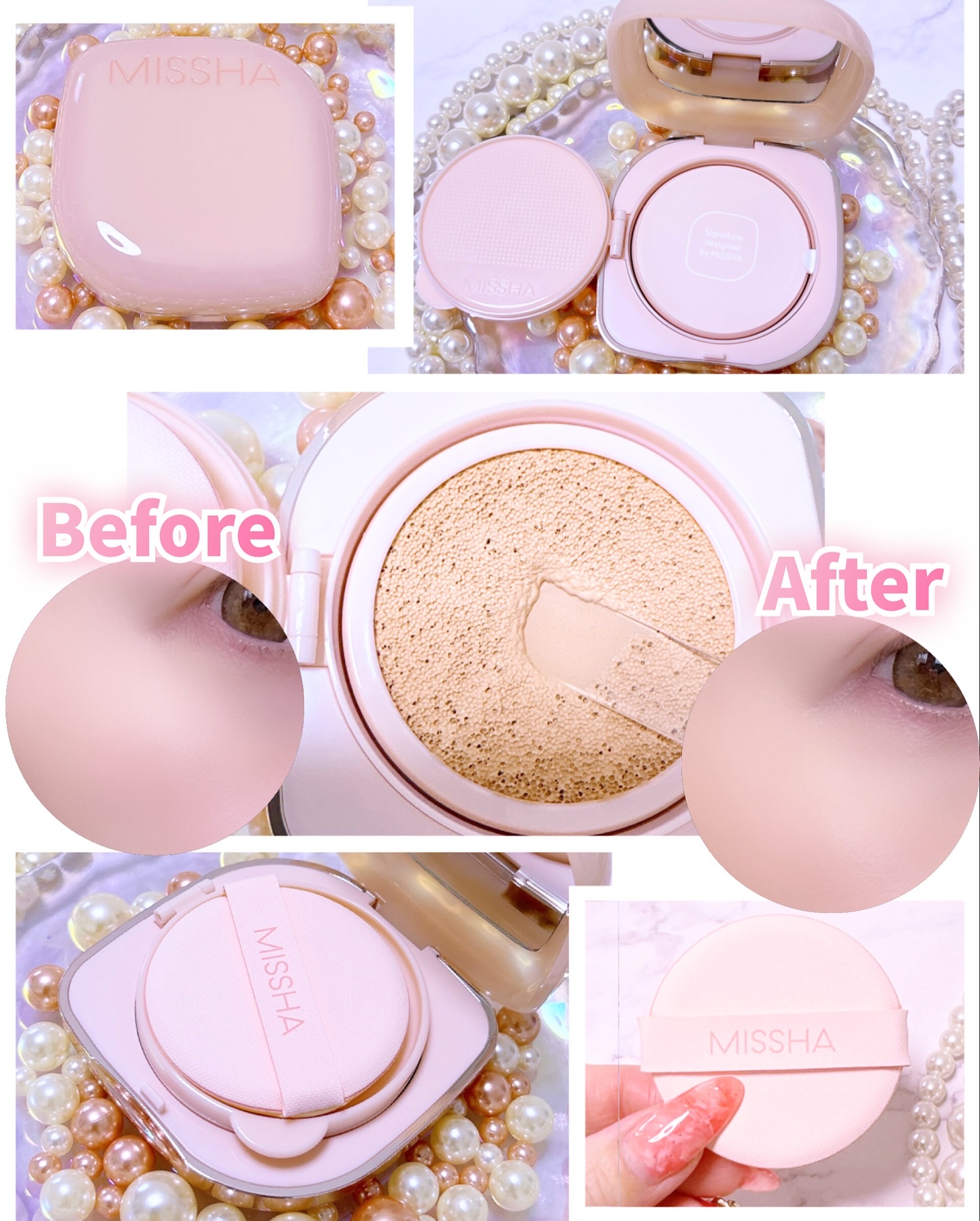 ミシャ グロウ クッション ファンデーション(ルミナスカバー)/MISSHA/クッションファンデーションを使ったクチコミ（2枚目）