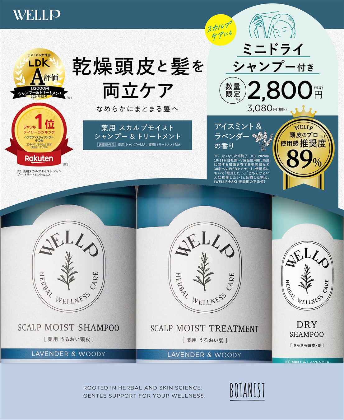 WELLP ウェルプ　薬用スカルプケアシャンプー＆トリートメント［モイスト］（ミニドライシャンプー付き） 