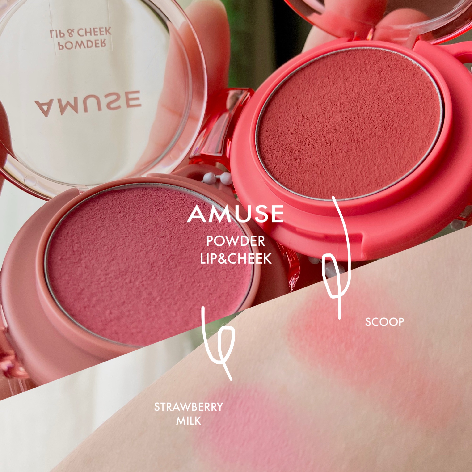 パウダーリップ＆チーク 日本限定 いちごミルク/AMUSE/パウダーチークを使ったクチコミ（2枚目）