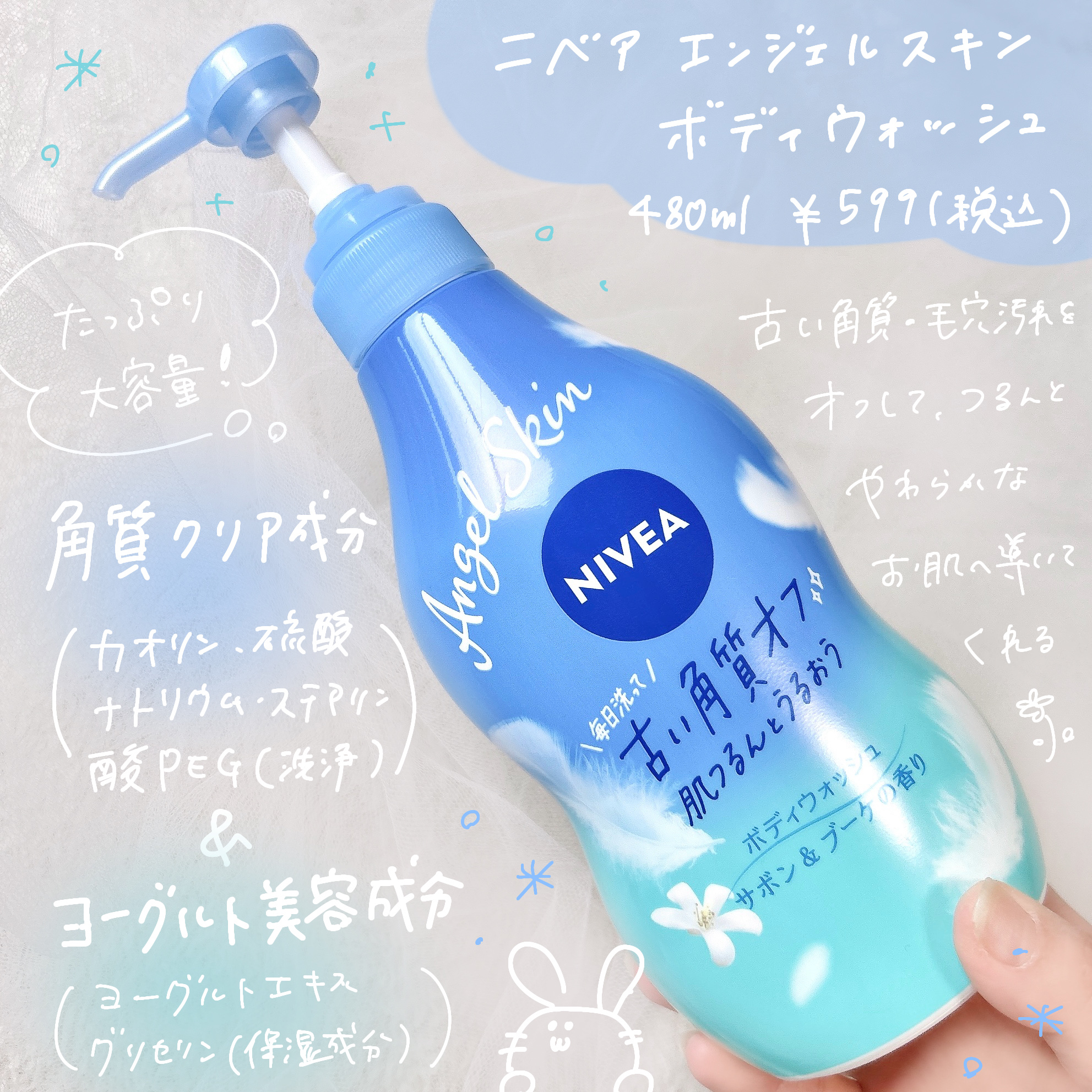 エンジェルスキン ボディウォッシュ サボン＆ブーケの香り/ニベア/ボディソープを使ったクチコミ（2枚目）