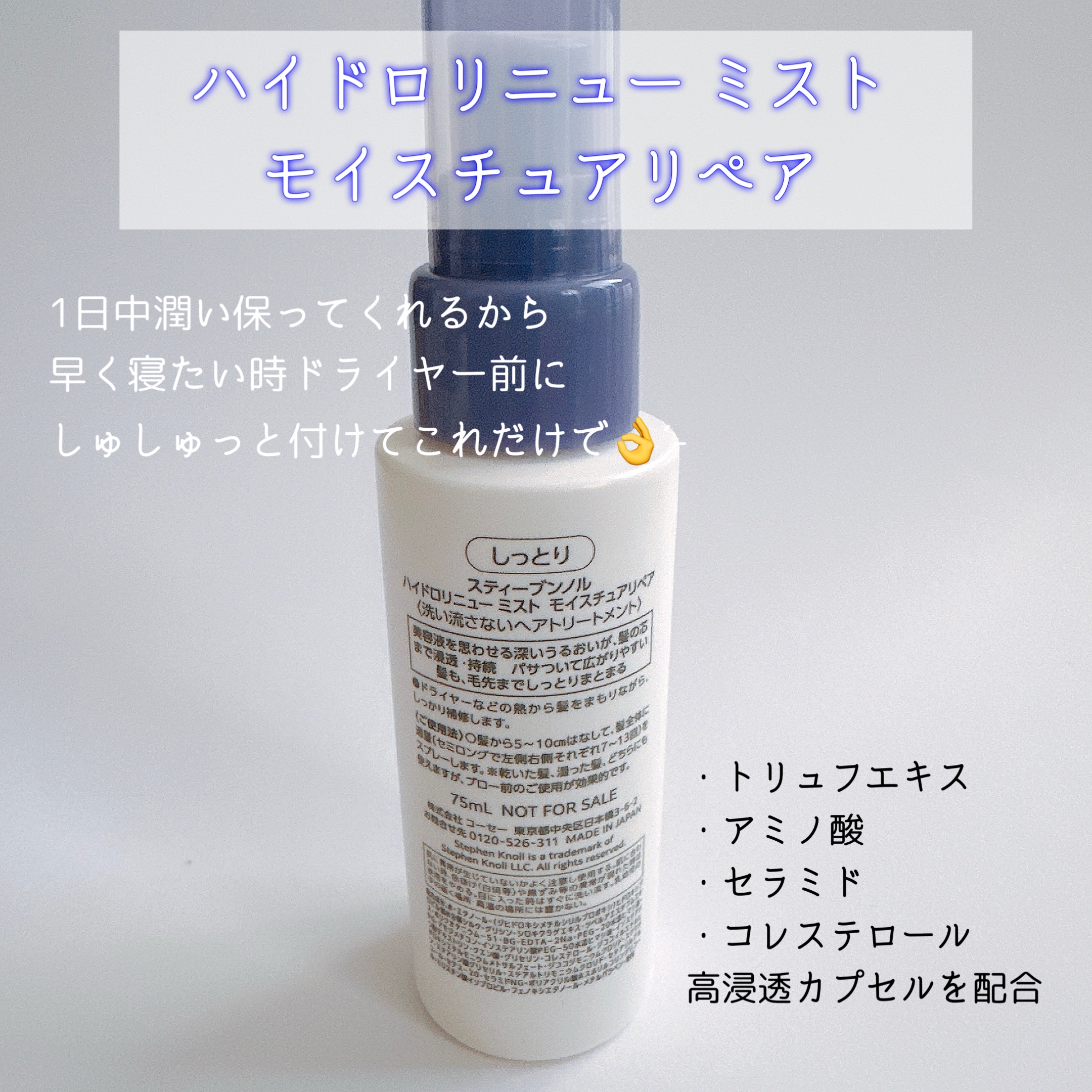 ハイドロリニュー ミスト モイスチュアリペア/スティーブンノル ニューヨーク/プレスタイリング・寝ぐせ直しを使ったクチコミ（2枚目）