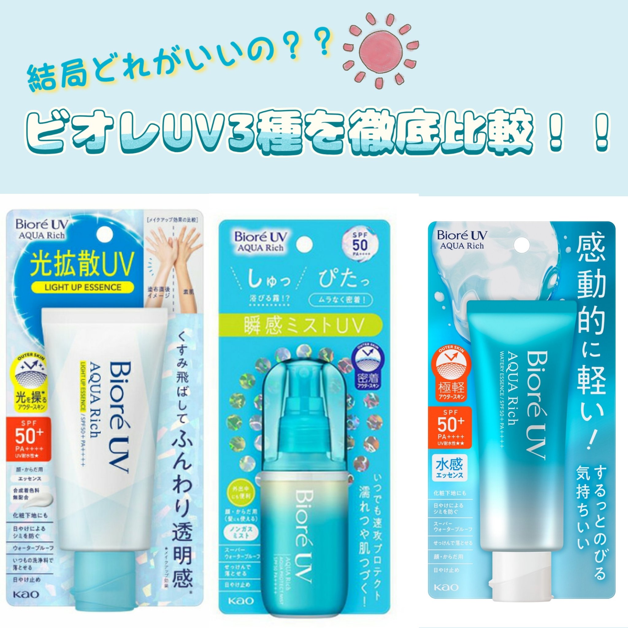 ビオレUV アクアリッチ ライトアップエッセンス/ビオレ/日焼け止めクリームを使ったクチコミ（1枚目）