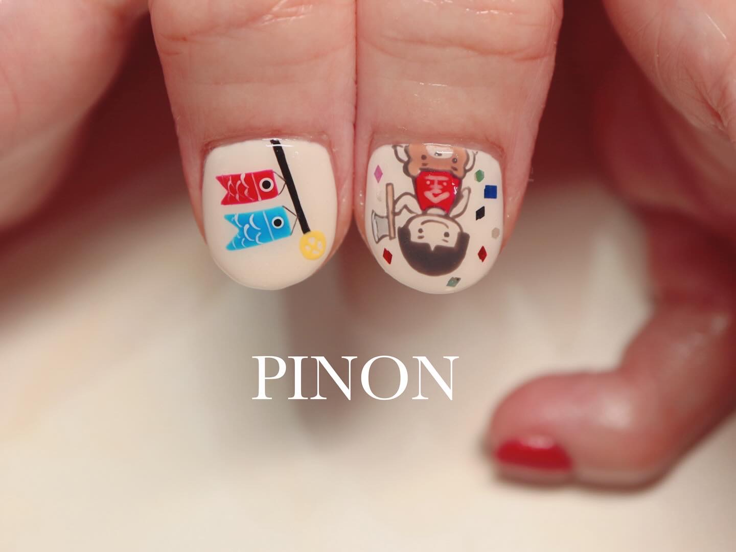 #節句ネイル,#こどもの日ネイル,#鯉のぼりネイル,#兜ネイル,#金太郎ネイル,#5月ネイルのネイルデザイン
