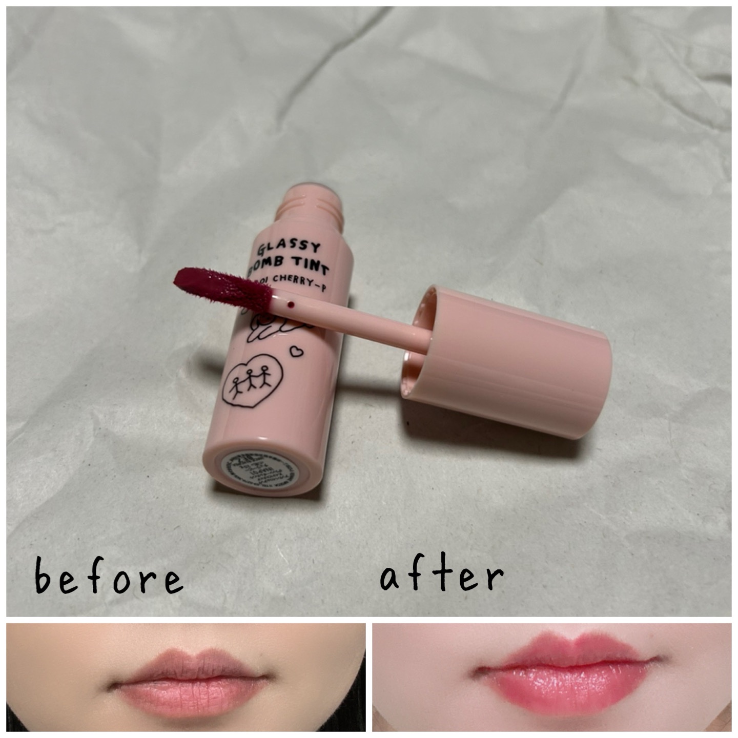 グラッシーボムティント/&nd by rom&nd/リップティントを使ったクチコミ（3枚目）