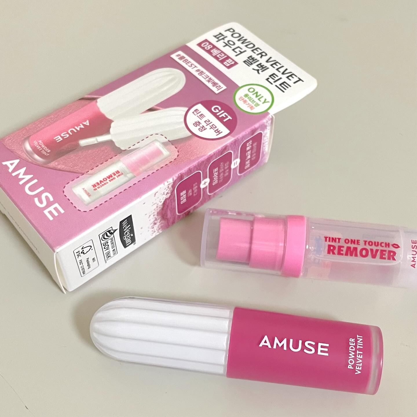 パウダーベルベットティント/AMUSE/リップティントを使ったクチコミ（3枚目）