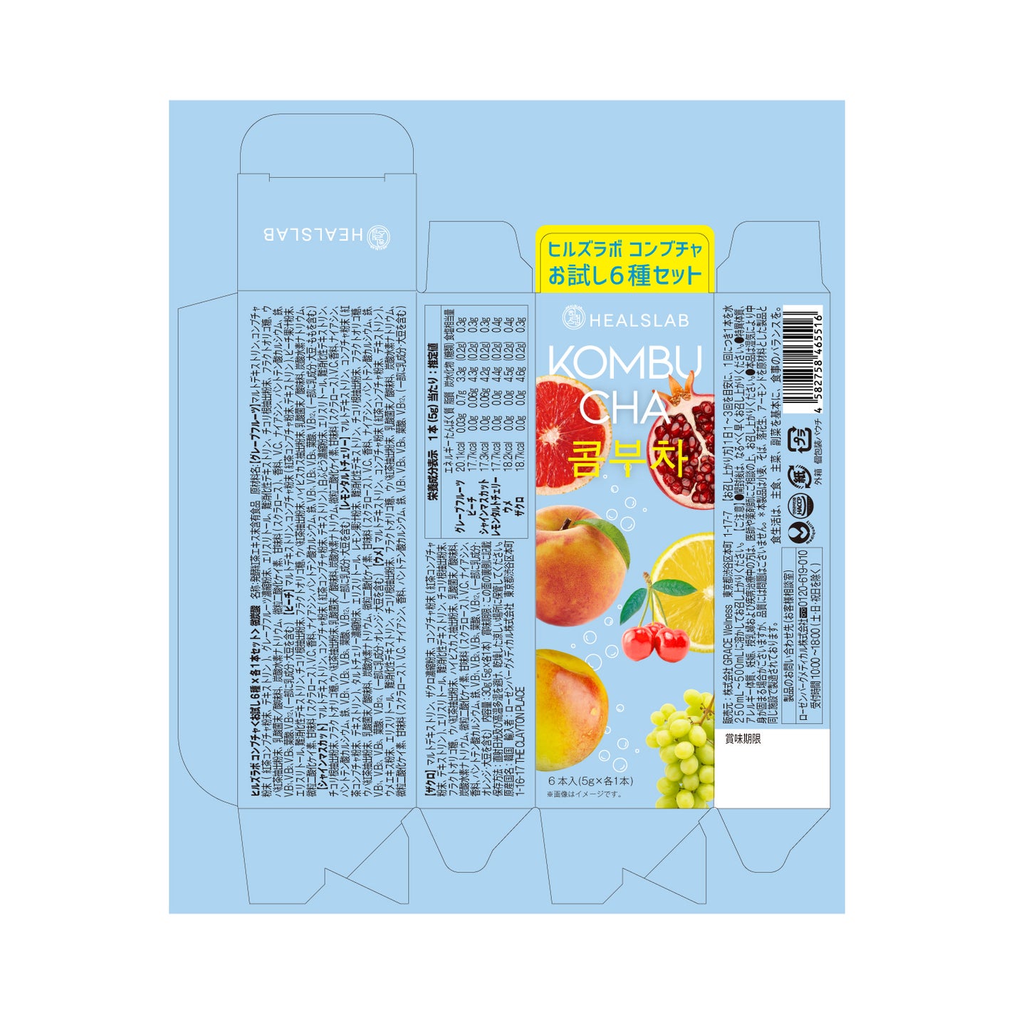 HEALSLAB KOMBUCHA お試し6種×各1本セット