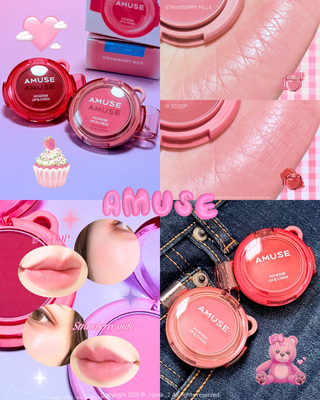 パウダーリップ＆チーク/AMUSE/パウダーチークを使ったクチコミ（1枚目）