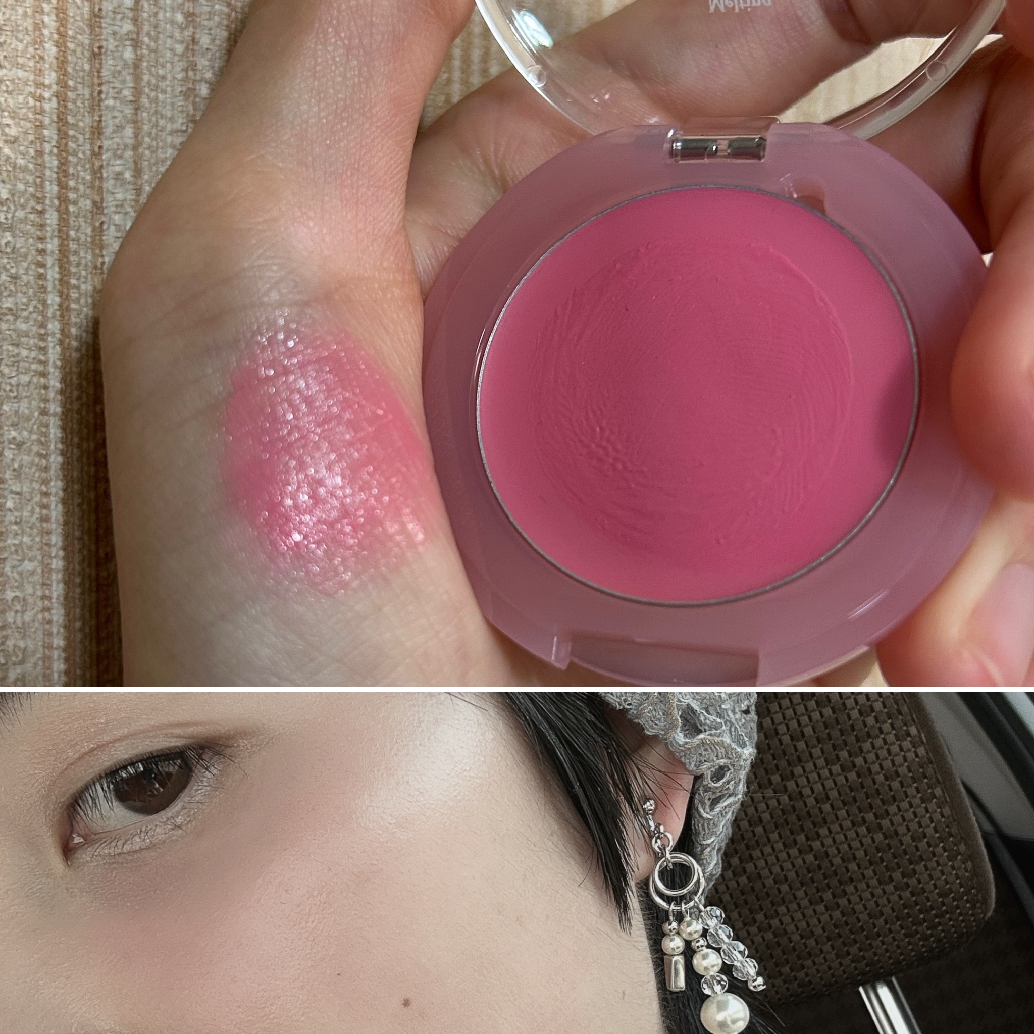 メルティンググロウチークバーム 02 ベリー/hana by hince/ジェル・クリームチークを使ったクチコミ（2枚目）