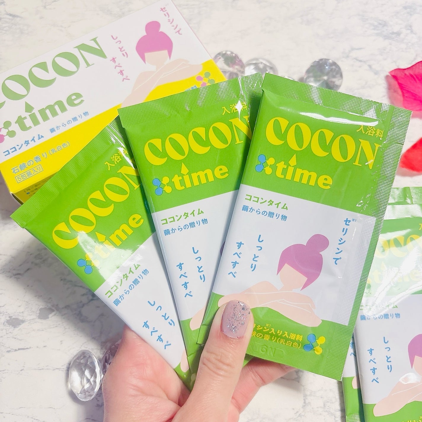 「COCON time」セリシン入り入浴料/みやびやかシリーズ/無機塩系入浴剤を使ったクチコミ(2枚目)