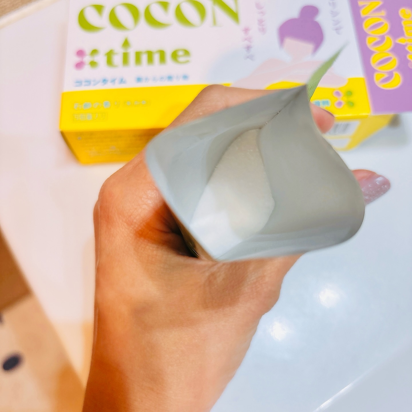 「COCON time」セリシン入り入浴料/みやびやかシリーズ/無機塩系入浴剤を使ったクチコミ（3枚目）