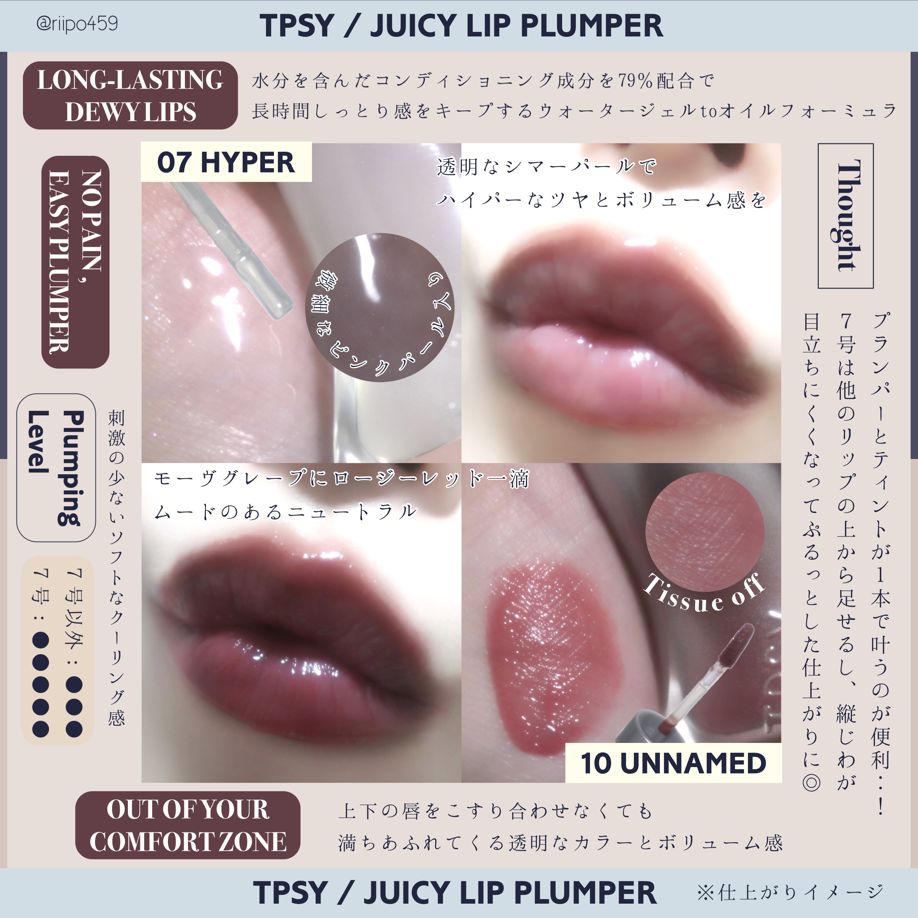 ジューシーリッププランパー6g #7 ハイパー/TPSY/リッププランパーを使ったクチコミ（2枚目）