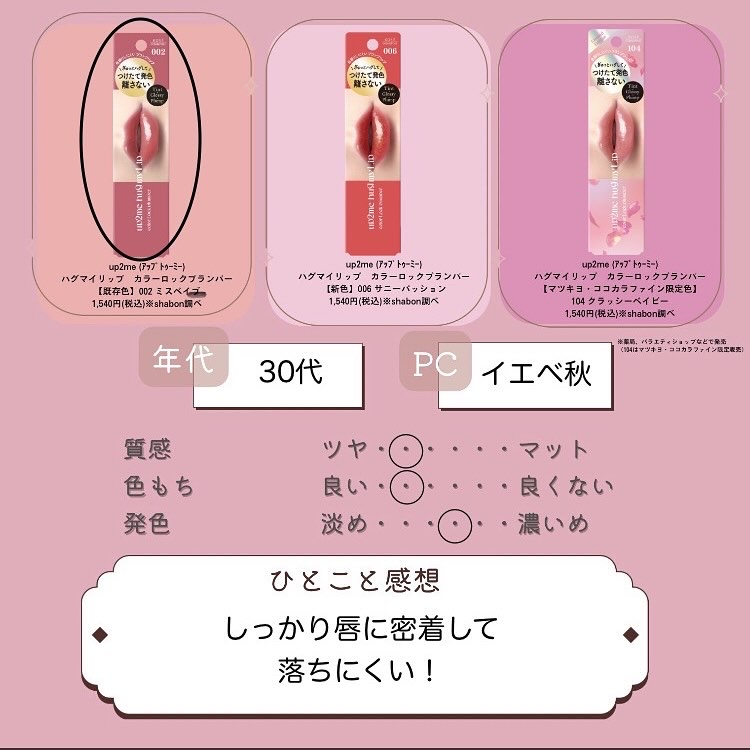 アップトゥーミー　ハグマイリップ　カラーロックプランパー/up2me/リッププランパーを使ったクチコミ（3枚目）