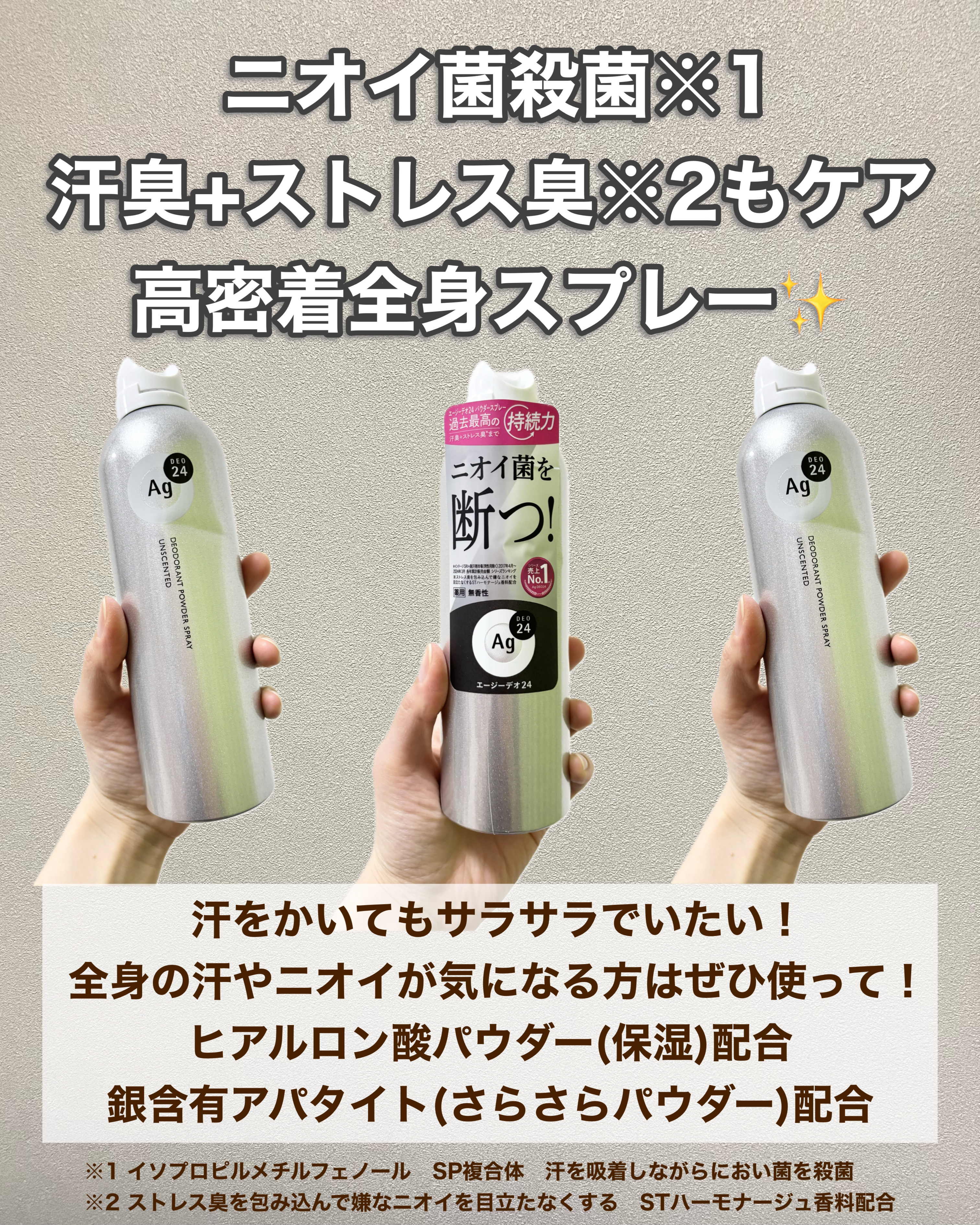 パウダースプレー （無香性）/エージーデオ24/デオドラント・制汗剤を使ったクチコミ（3枚目）