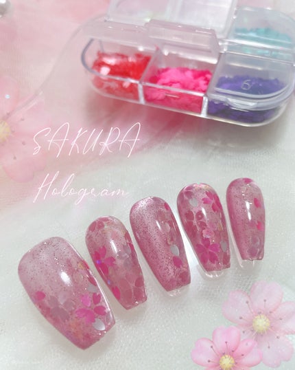 桜ホログラム 6色セット/WSPT JAPAN/ネイル用品を使ったクチコミ(1枚目)