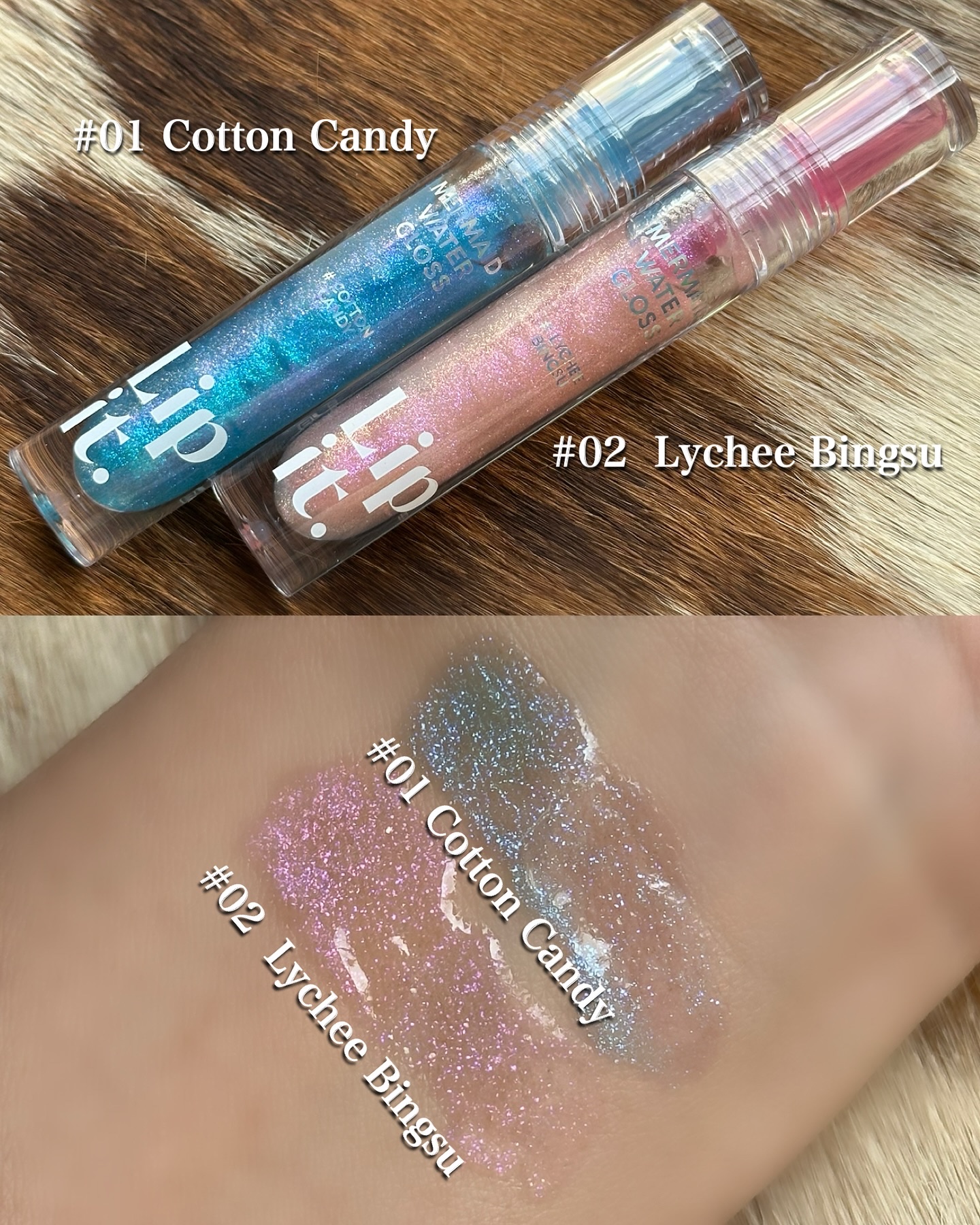 マーメイドウォーターグロス/Lipit./リップグロスを使ったクチコミ（2枚目）