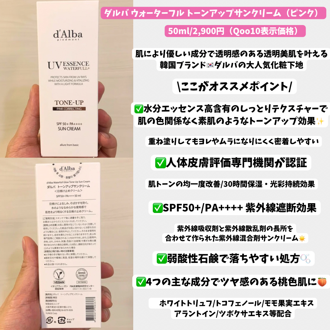 ウォータフルトーンアップサンクリーム/ダルバ/日焼け止めクリームを使ったクチコミ（2枚目）