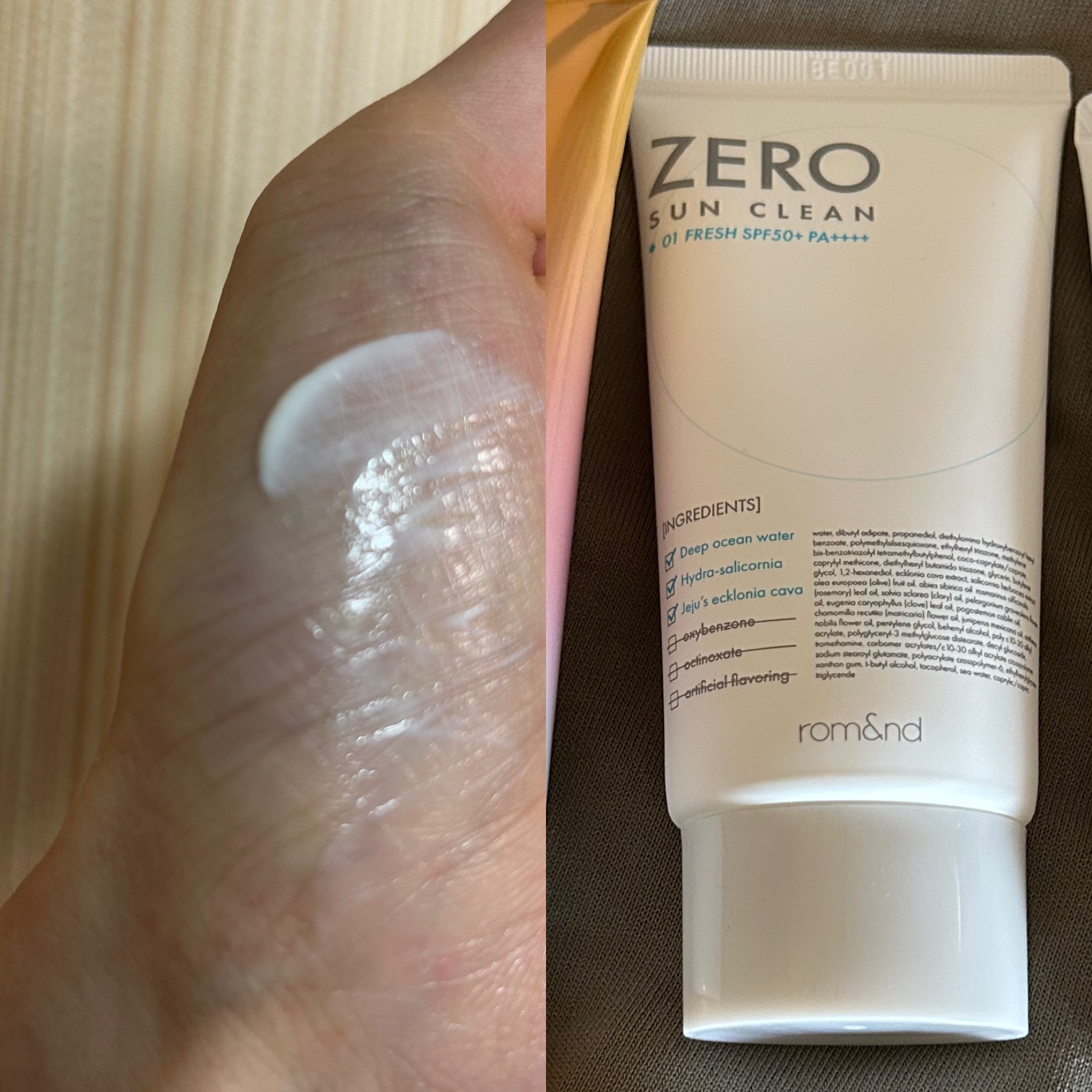 ゼロサンクリーン 01 FRESH/rom&nd/日焼け止めクリームを使ったクチコミ（1枚目）