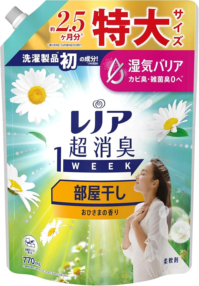 レノア超消臭1WEEK 部屋干し おひさまの香り 詰替 特大（770mL）
