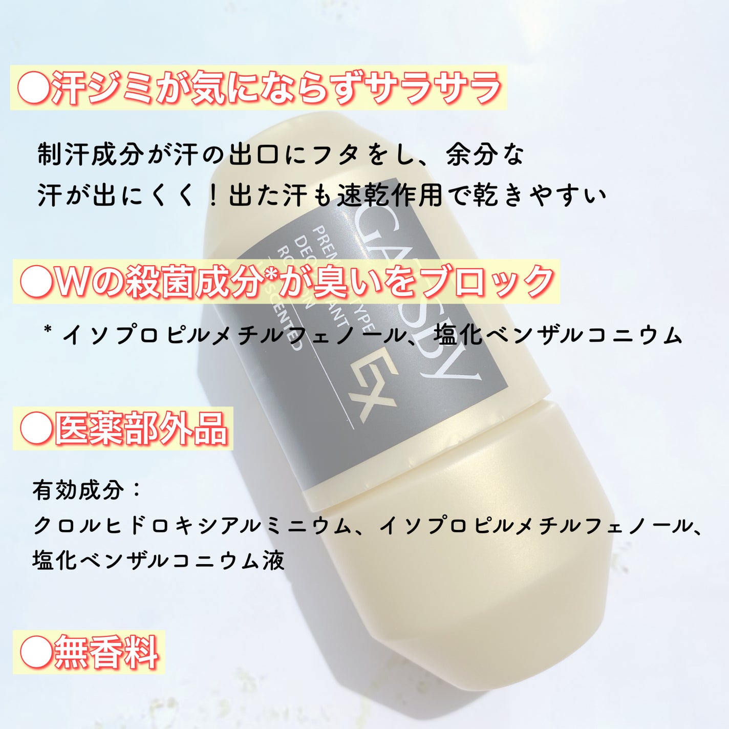 ギャツビー EXプレミアムタイプデオドラントロールオン 無香料/ギャツビー/デオドラント・制汗剤を使ったクチコミ(2枚目)