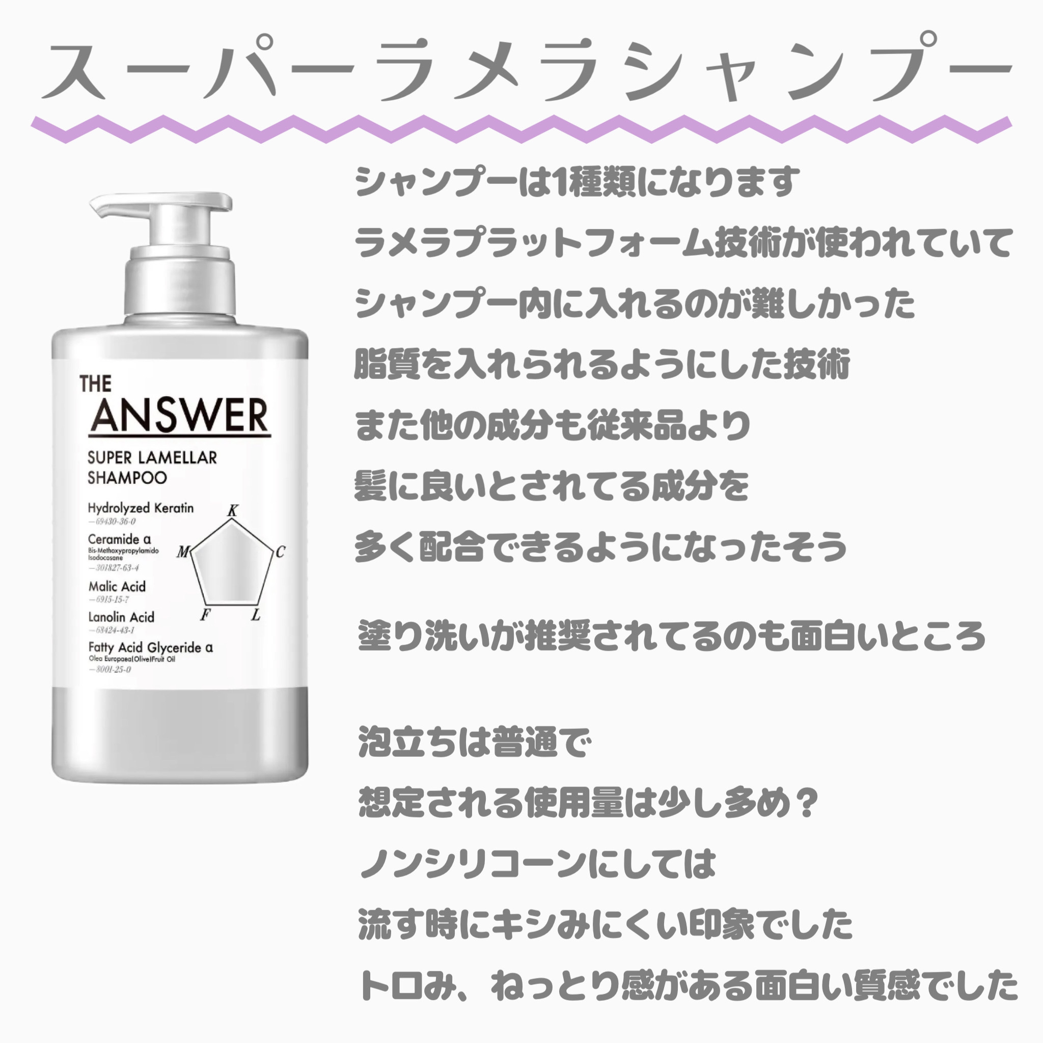 THE ANSWER スーパーラメラシャンプー/THE ANSWER/市販シャンプーを使ったクチコミ（2枚目）