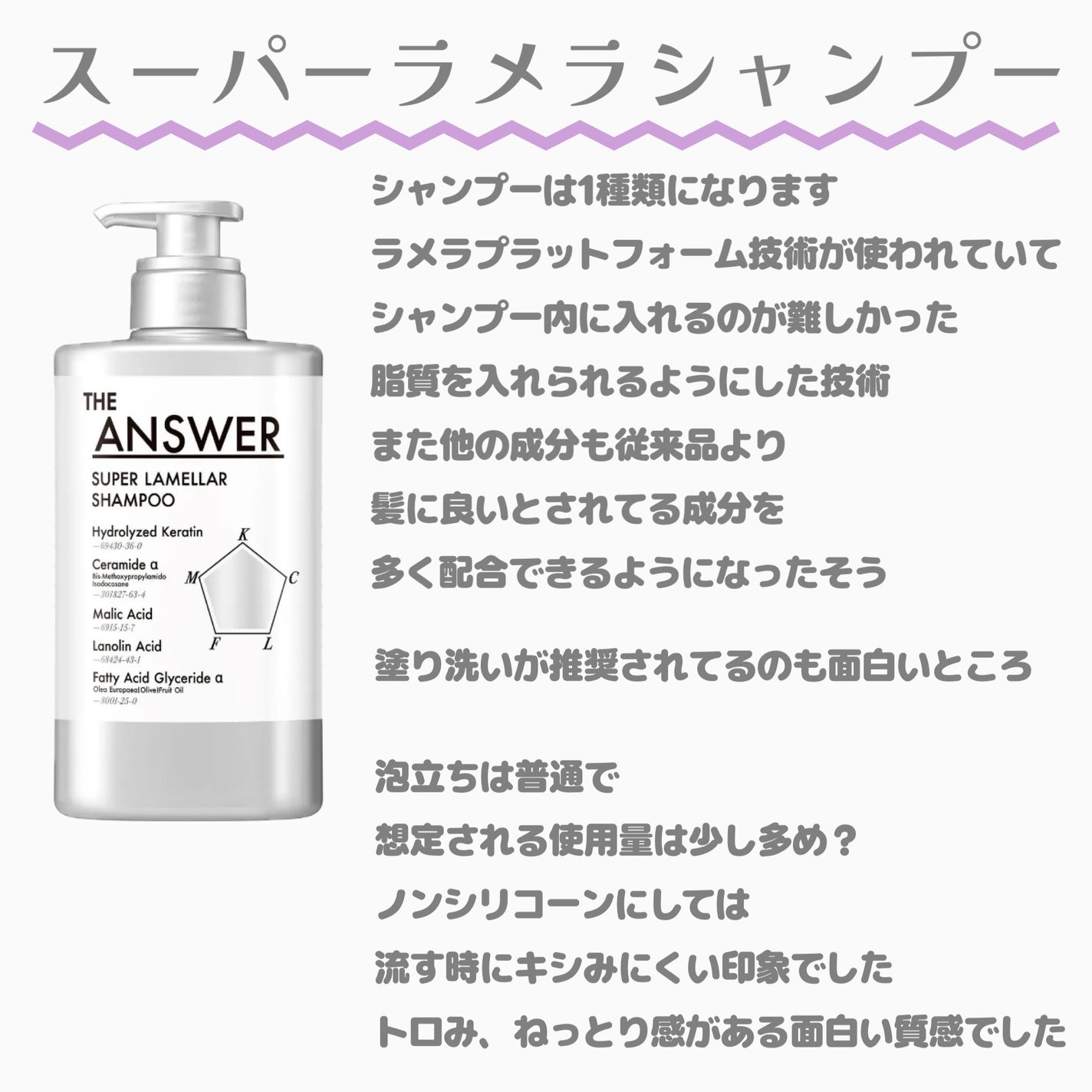 THE ANSWER スーパーラメラシャンプー/THE ANSWER/市販シャンプーを使ったクチコミ(2枚目)