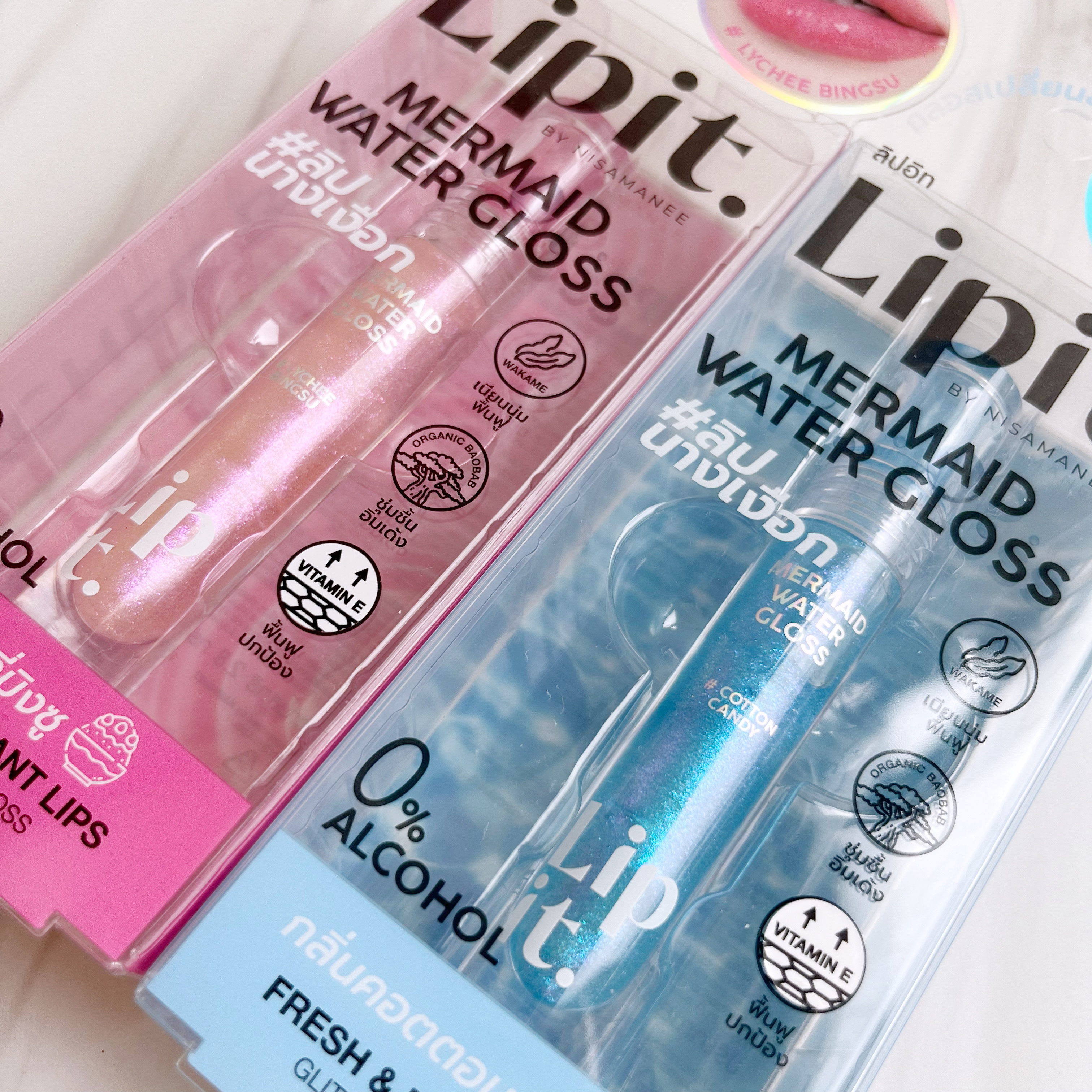 マーメイドウォーターグロス/Lipit./リップグロスを使ったクチコミ（2枚目）