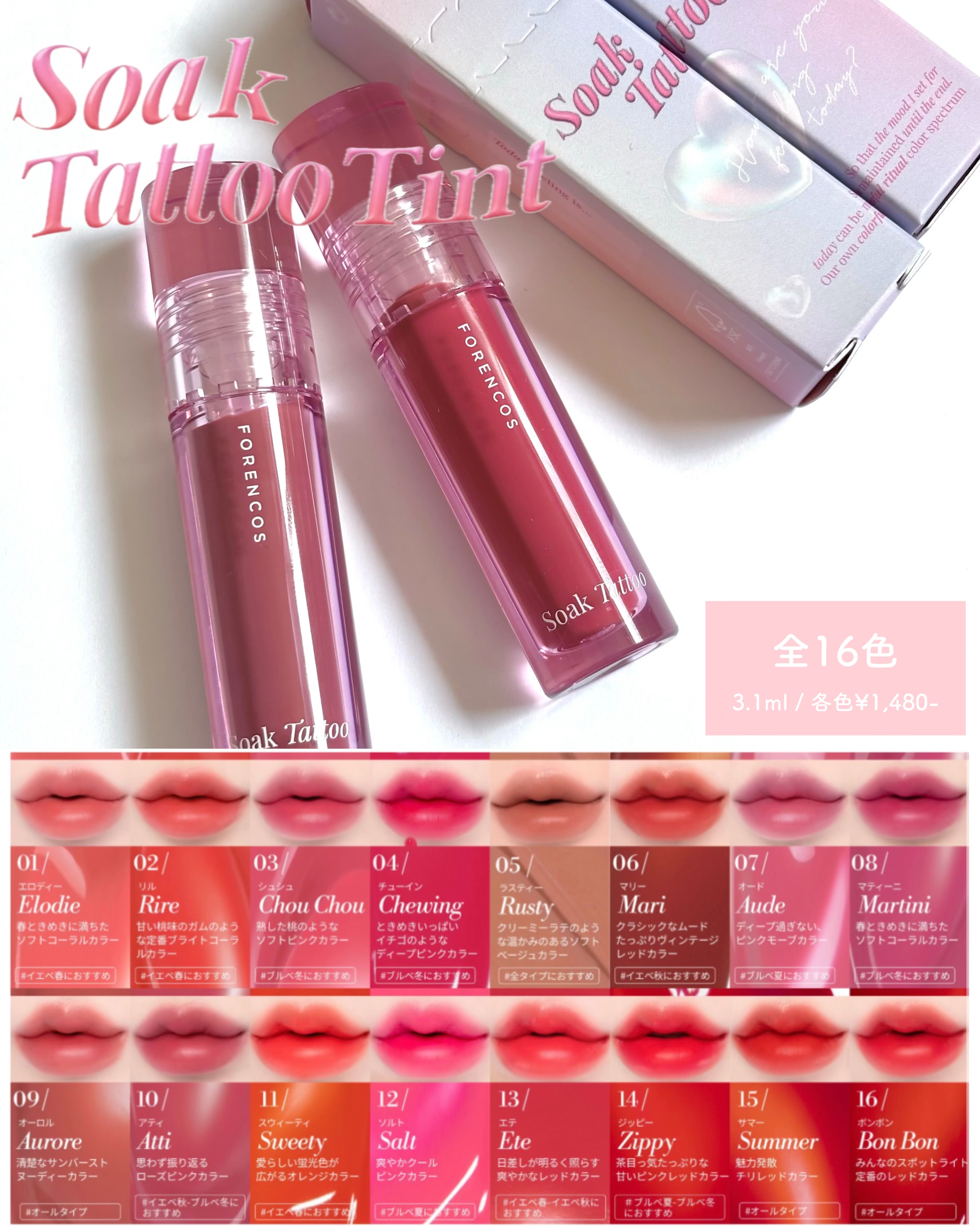 Soak Tattoo Tint/フォレンコス/リップグロスを使ったクチコミ（2枚目）
