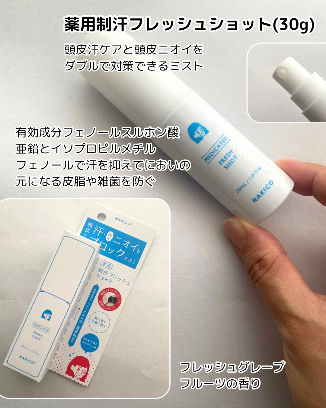 薬用制汗フレッシュショット/NAKICO/デオドラント・制汗剤を使ったクチコミ（2枚目）