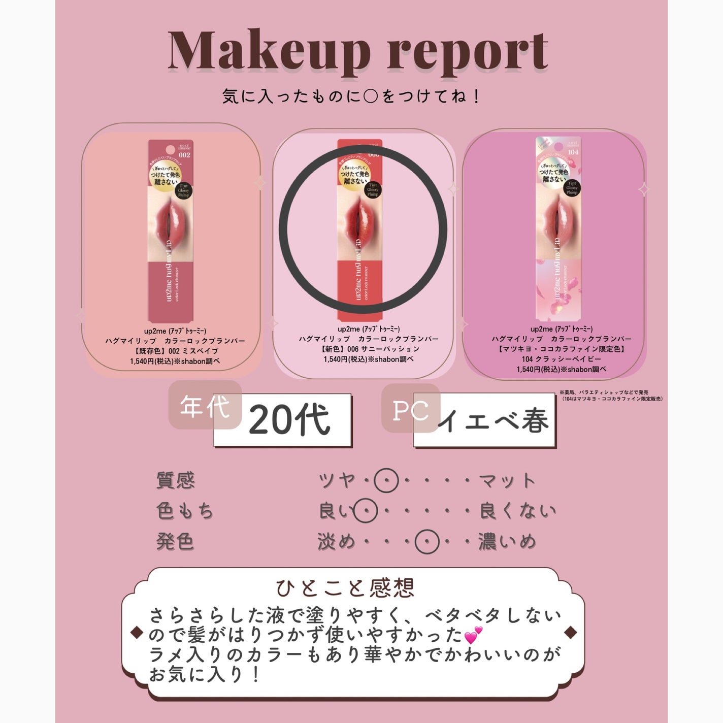 アップトゥーミー ハグマイリップ カラーロックプランパー/up2me/リッププランパーを使ったクチコミ(4枚目)