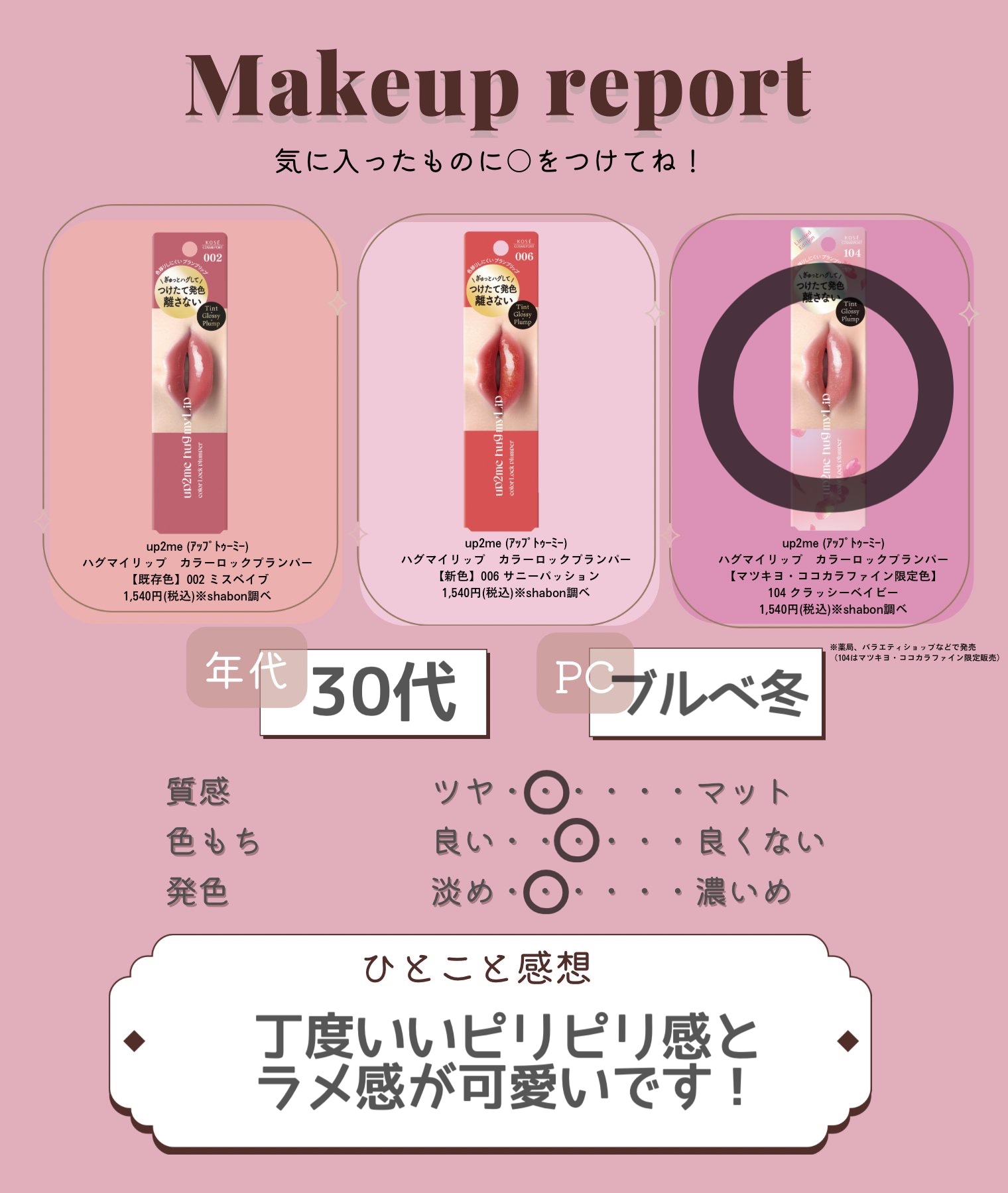 アップトゥーミー　ハグマイリップ　カラーロックプランパー/up2me/リッププランパーを使ったクチコミ（3枚目）