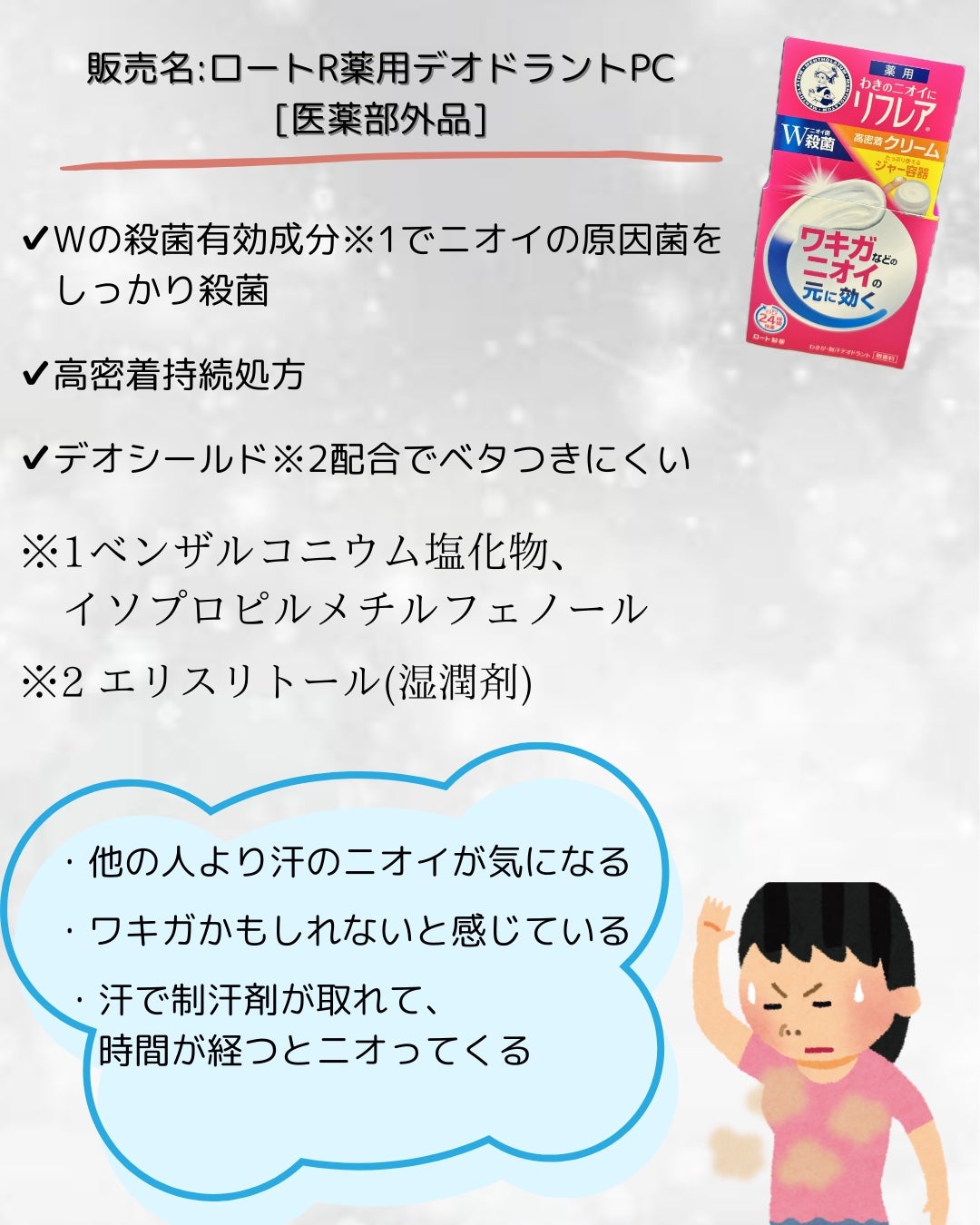 メンソレータム リフレア デオドラントクリーム/リフレア/デオドラント・制汗剤を使ったクチコミ(2枚目)