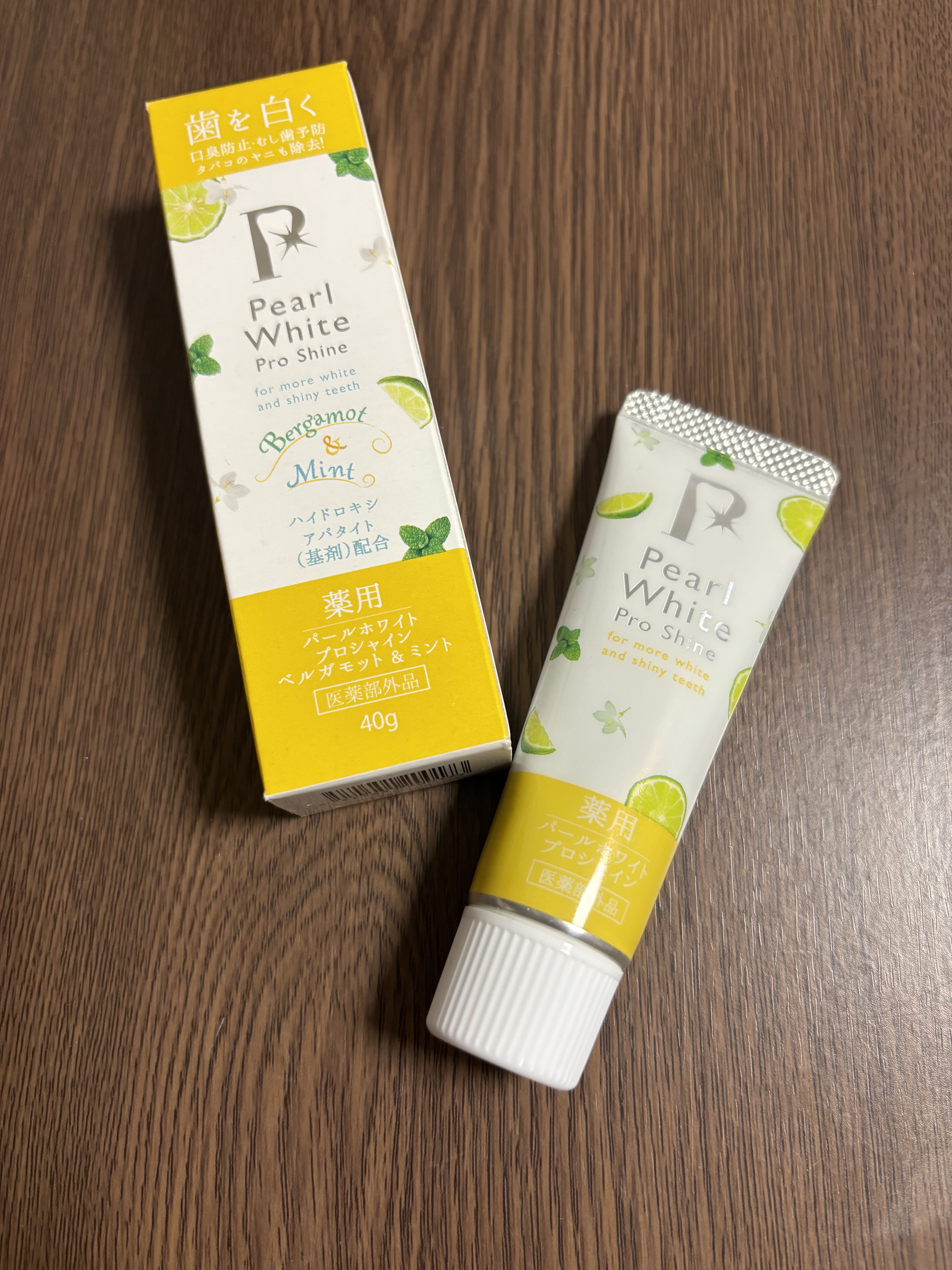 美健コーポレーション 薬用パールホワイトプロシャイン ベルガモット＆ミントのクチコミ「美健コーポレーション
薬用パールホワイトプロシャイン
Pearl White
ベルガモット＆ミ.....」（1枚目）