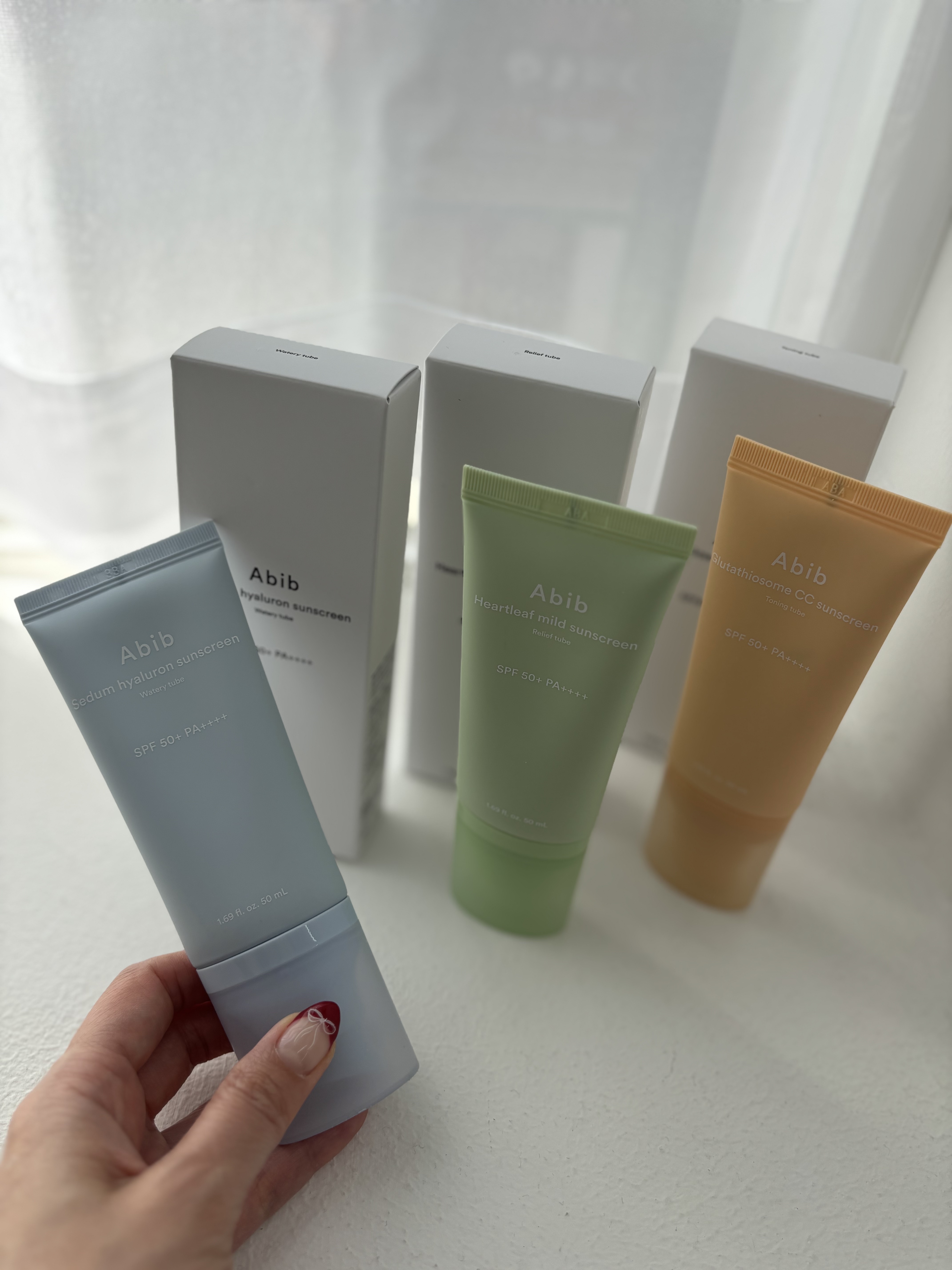 Abib  グルタチオンソームCCサンクリームトーニングチューブのクチコミ「アビブ
新作サンクリーム3種

❣️Heartleaf mild sunscreen
❣️Se.....」（3枚目）