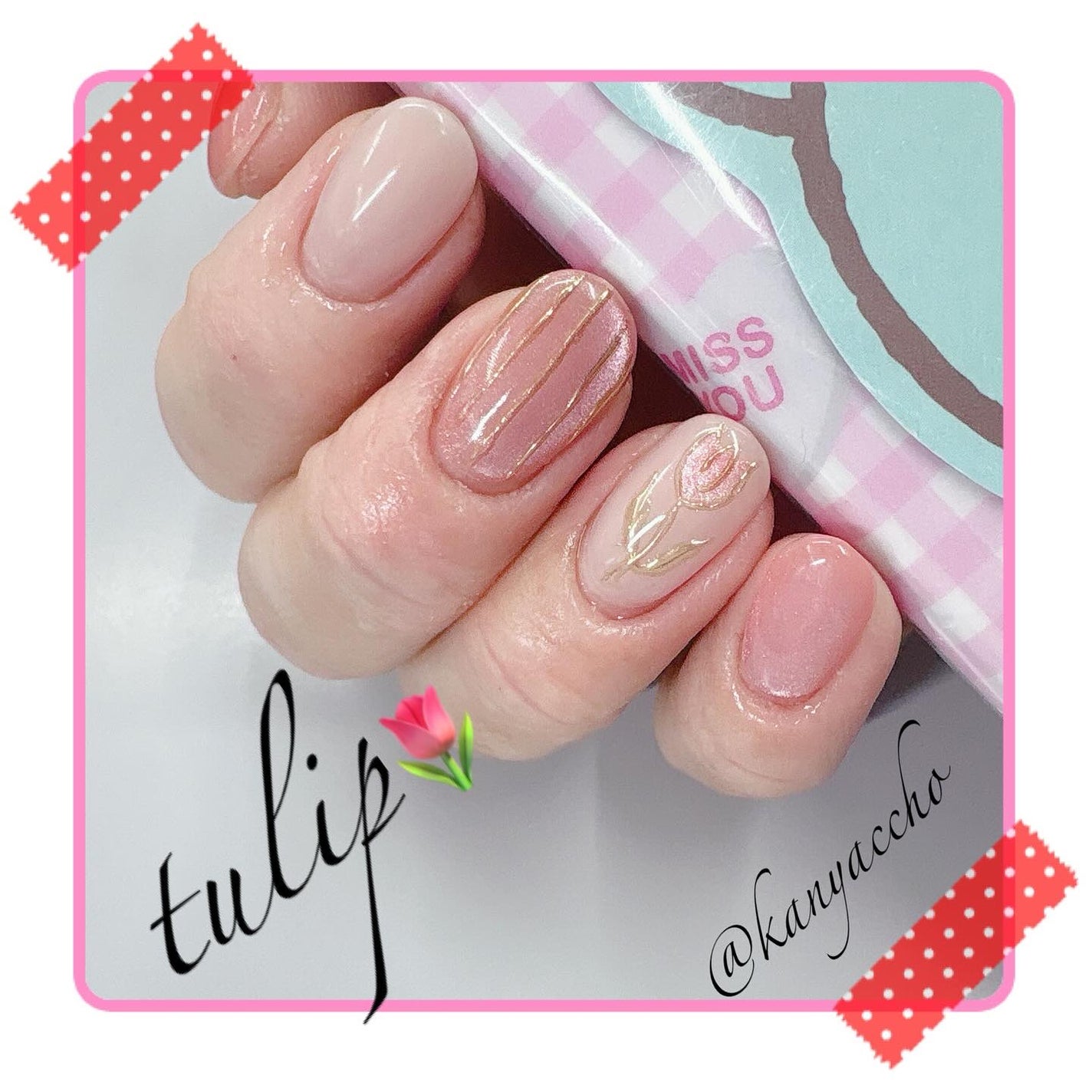 かなっちょ🌹フォロバ100❤️ on LIPS 「チューリップネイル🌷やさしいピンクがかわい~ミラーとマグネット..」(2枚目)