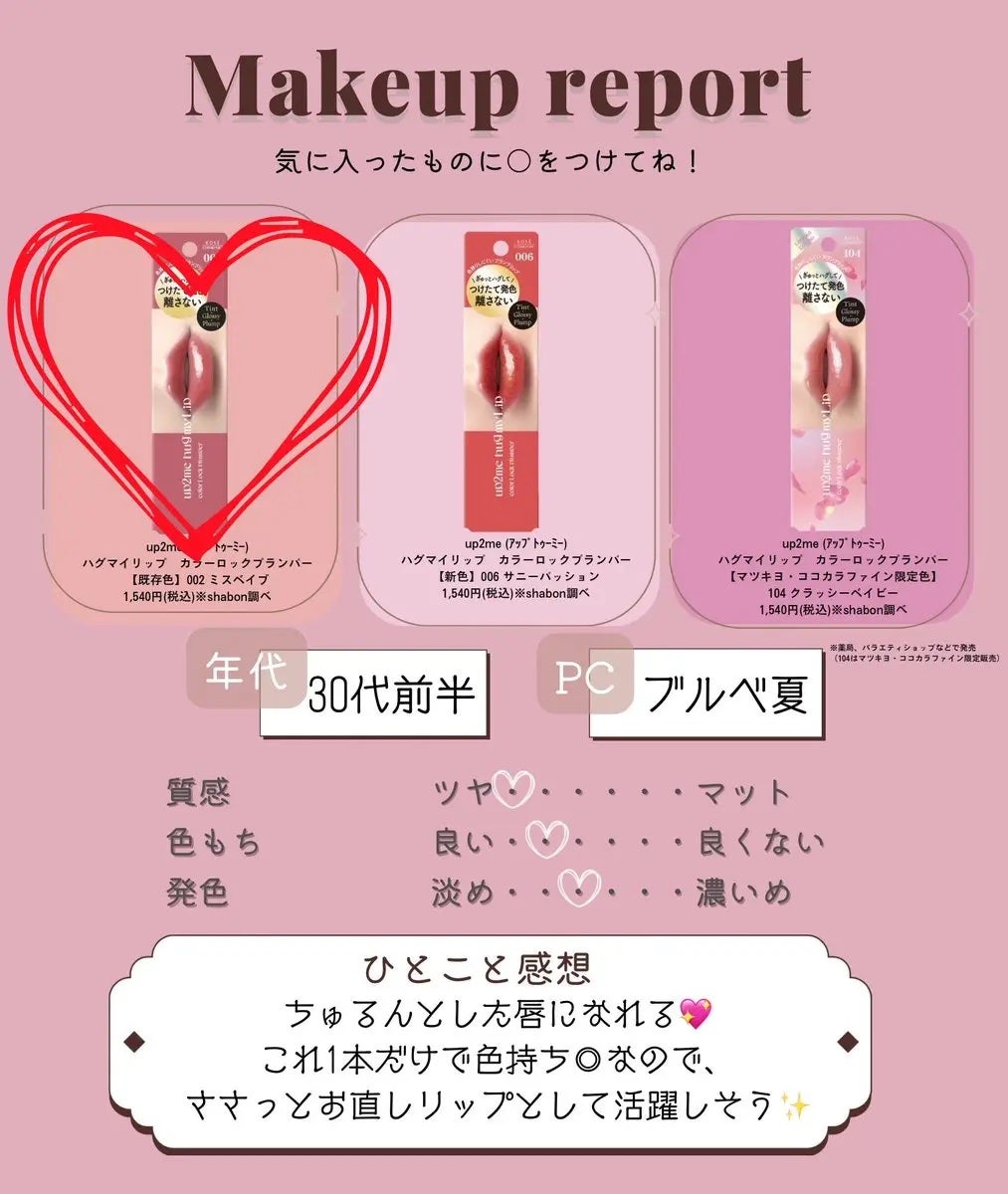 アップトゥーミー ハグマイリップ カラーロックプランパー/up2me/リッププランパーを使ったクチコミ(2枚目)