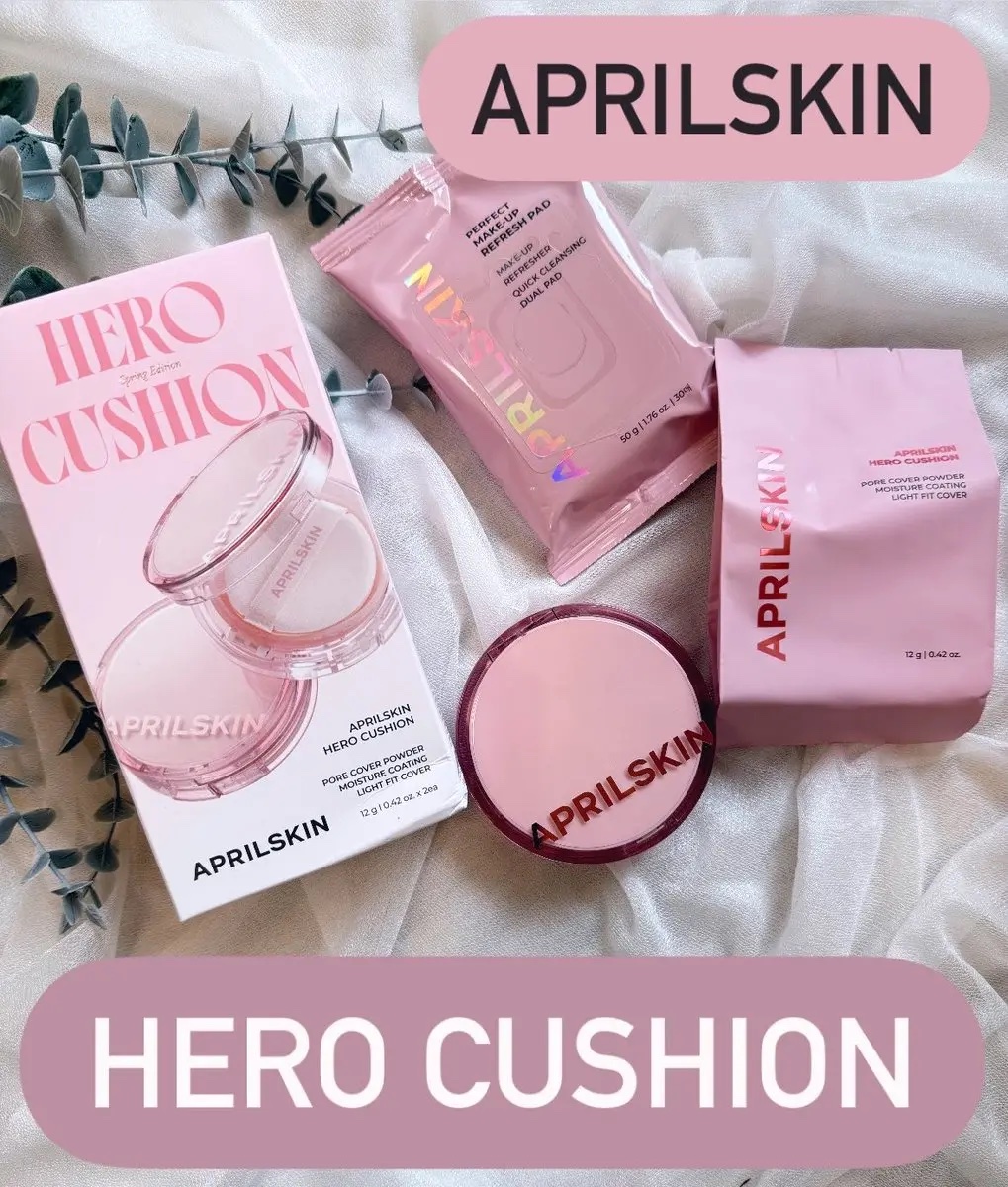 ヒーロークッション＋レフィルセット 21号ライトベージュ/APRILSKIN/クッションファンデーションを使ったクチコミ（1枚目）