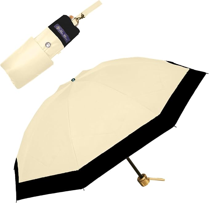 3段折り コンビ ベージュ×ブラック