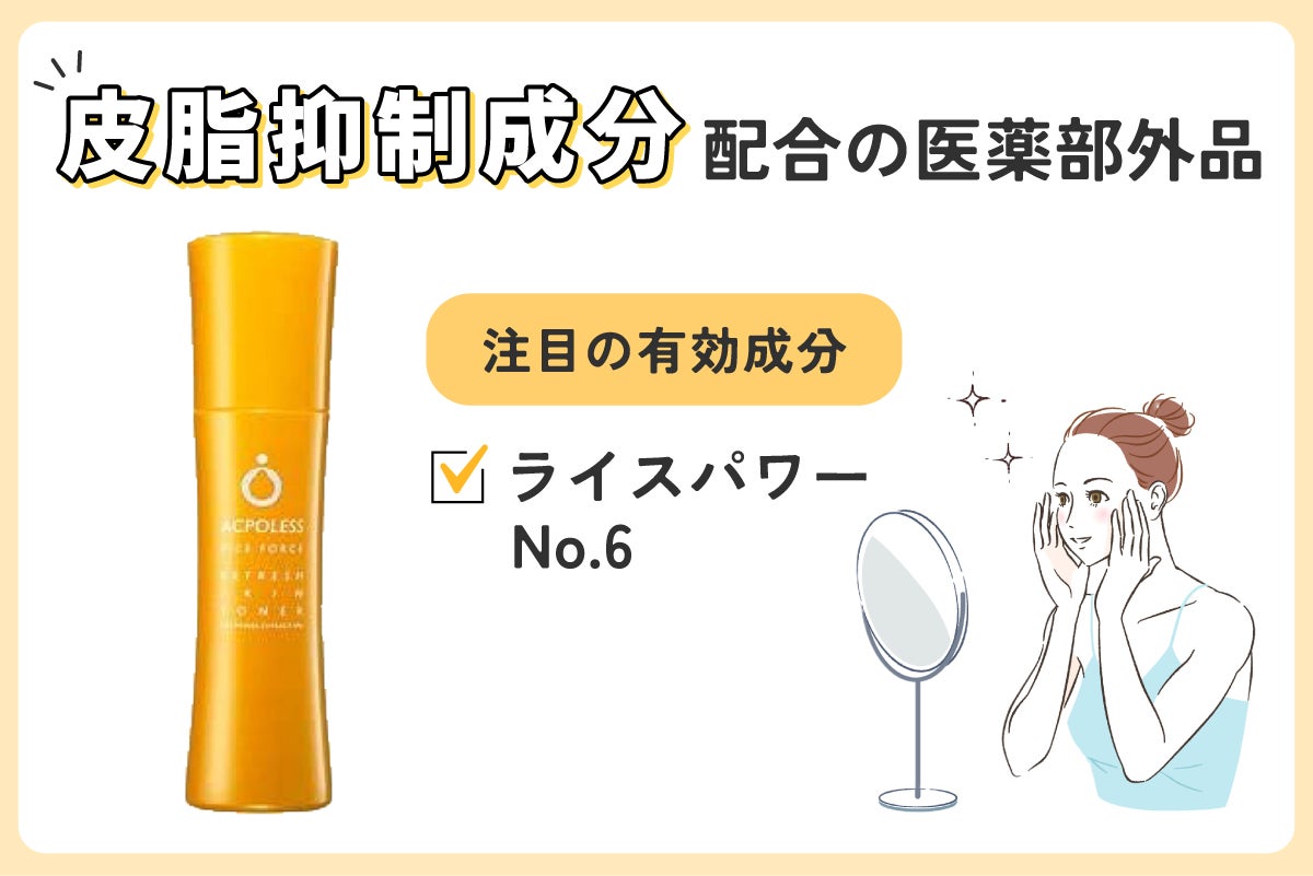 皮脂抑制成分配合の医薬部外品。注目の有効成分はライスパワーNo.6です。
