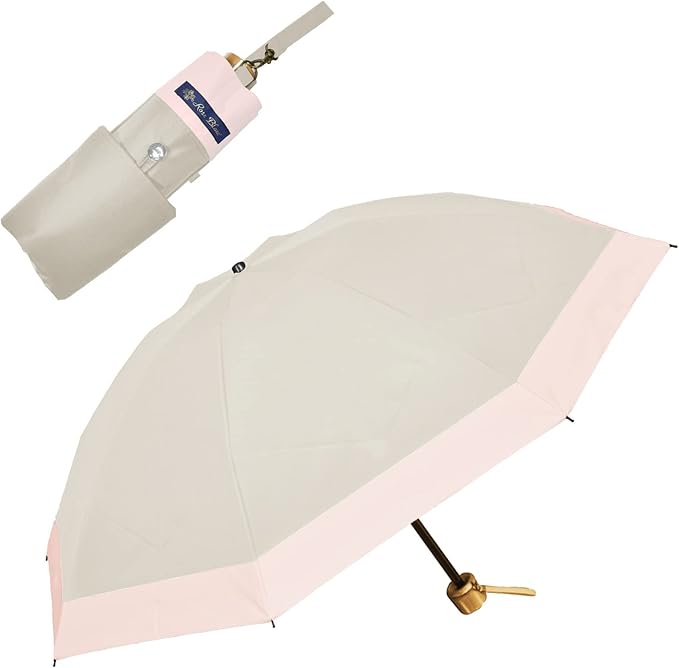 3段折り コンビ ライトグレージュ×ピンク