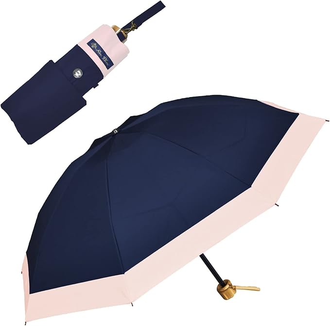 3段折り コンビ ネイビー×ピンク