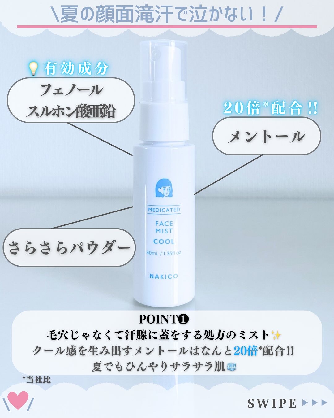 薬用制汗フェイスミスト　クール/NAKICO/デオドラント・制汗剤を使ったクチコミ（3枚目）