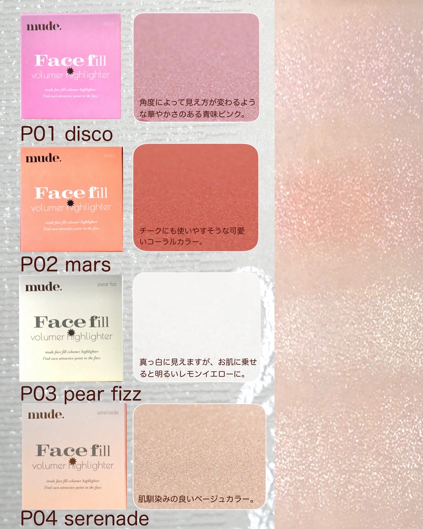 フェイスフィルボリューマーハイライター/mude/パウダーハイライトを使ったクチコミ（2枚目）