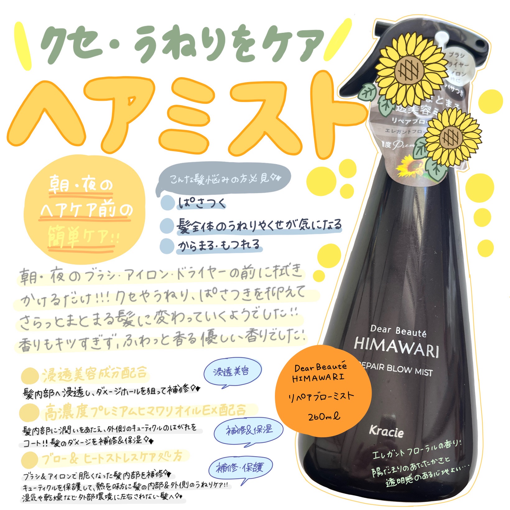 リペアブローミスト　/ディアボーテ/アウトバストリートメントを使ったクチコミ（1枚目）