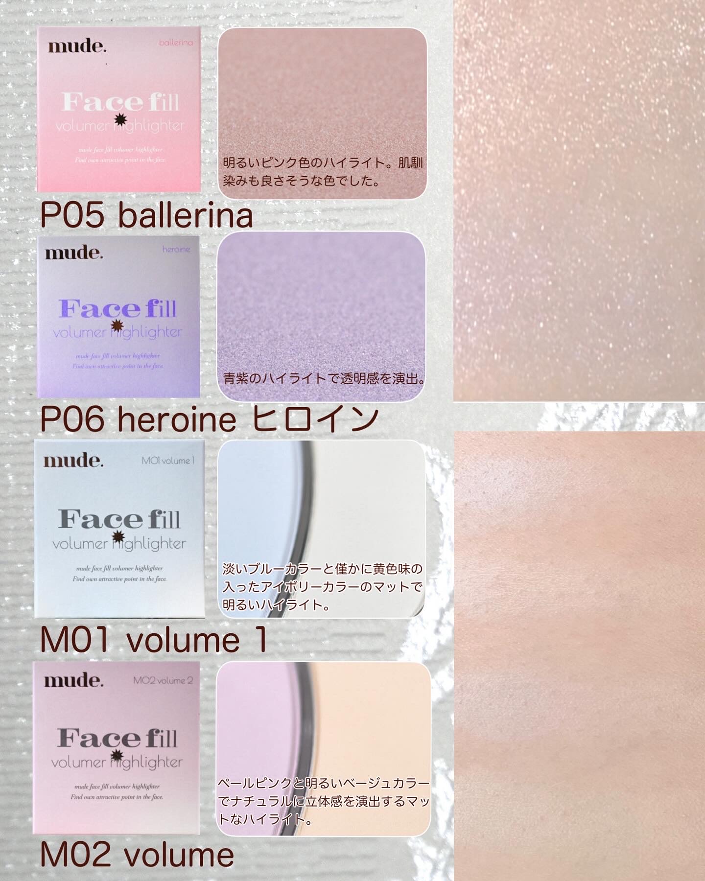 フェイスフィルボリューマーハイライター/mude/パウダーハイライトを使ったクチコミ（3枚目）