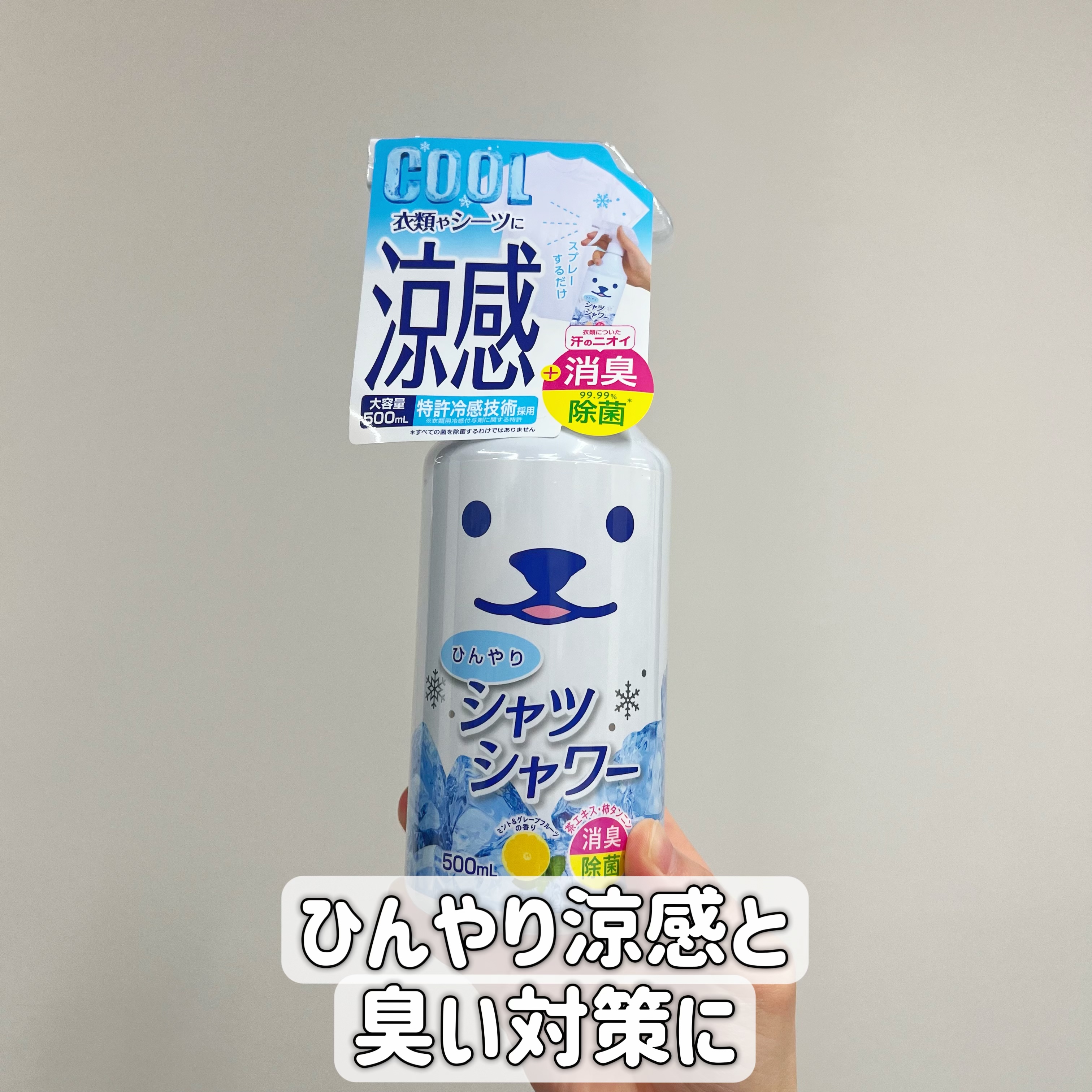 ひんやりシャツシャワー ミント&グレープフルーツの香り/ときわ商会/デオドラント・制汗剤を使ったクチコミ（3枚目）