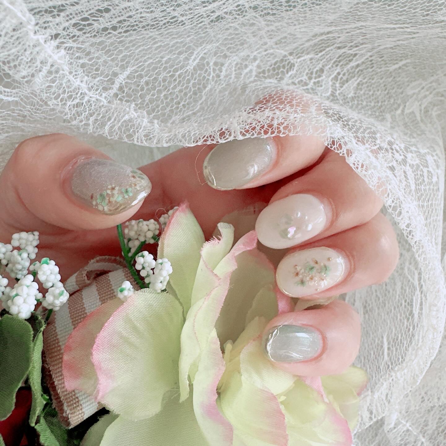 #ジェルネイル,#ネイル,#ニューネイル,#押し花ネイル,#マグネットネイル,#春ネイルのネイルデザイン