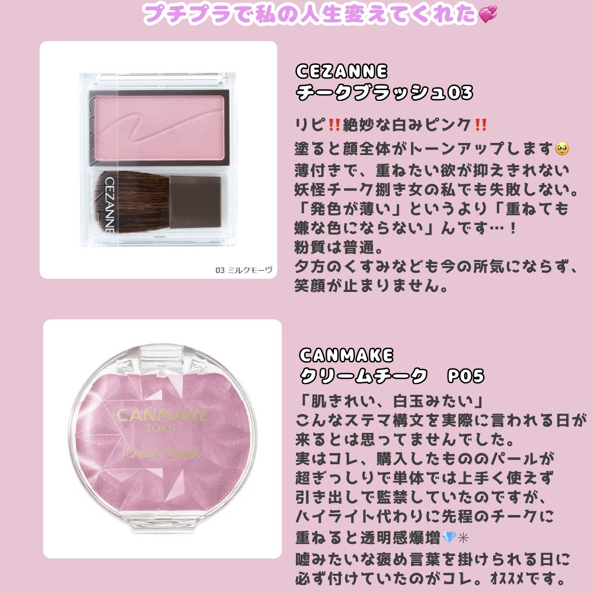 クリームチーク(パールタイプ)/キャンメイク/ジェル・クリームチークを使ったクチコミ（2枚目）