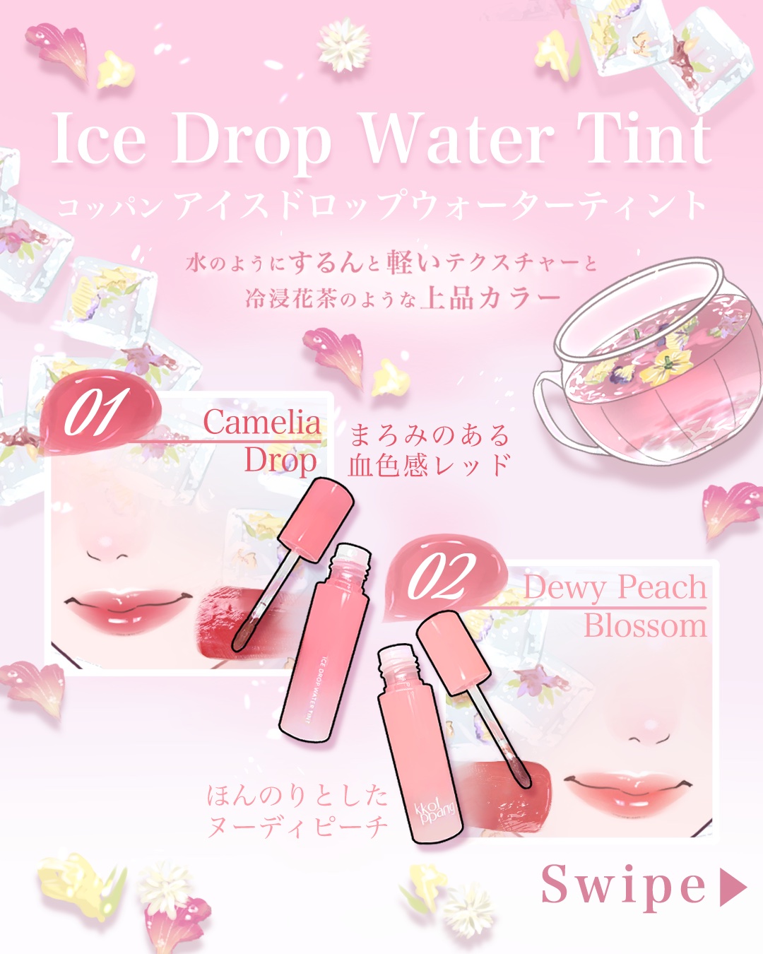 アイスドロップウォーターティント/kkotppang/リップティントを使ったクチコミ（2枚目）